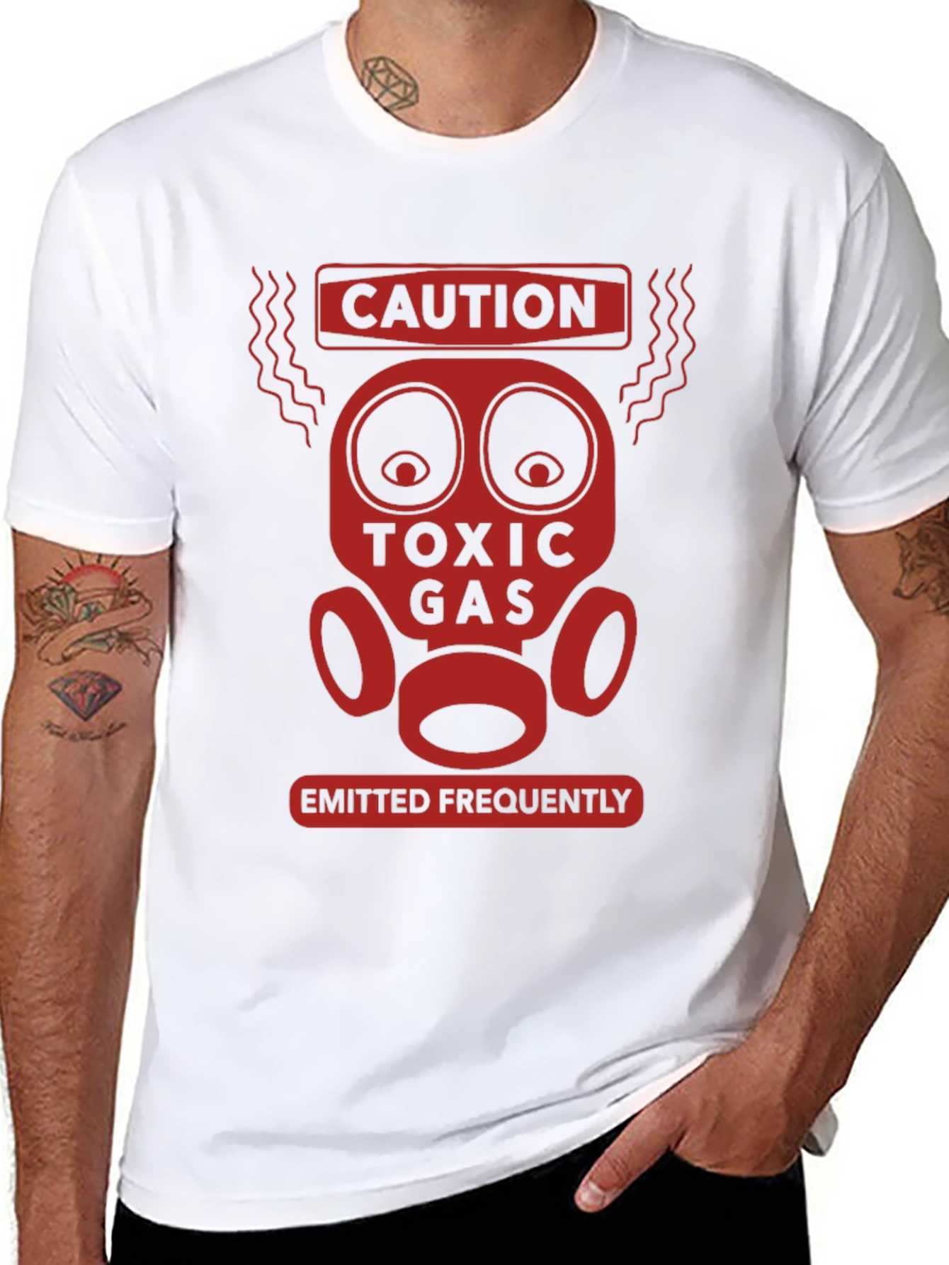 Black Caution Toxic Gas Funny Graphic T-Shirt view 8