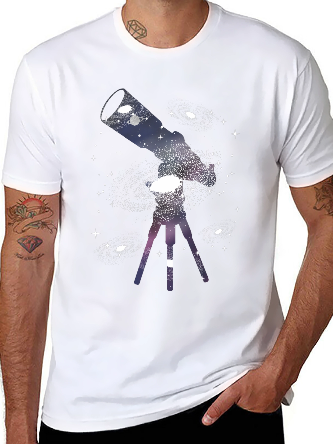 Black Cosmic Telescope Graphic Tee - Black view 8