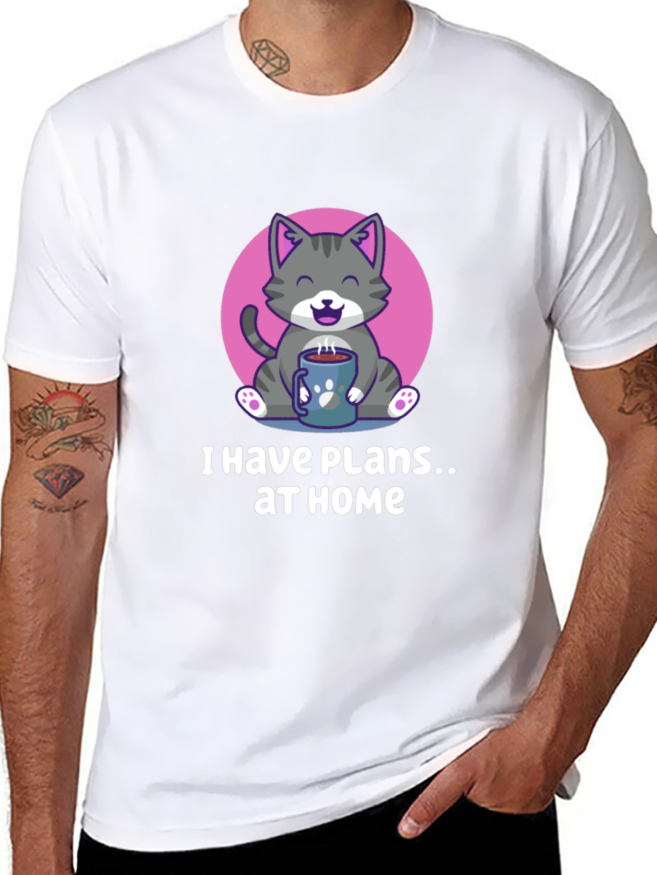 Black Cat Plans at Home T-Shirt view 8
