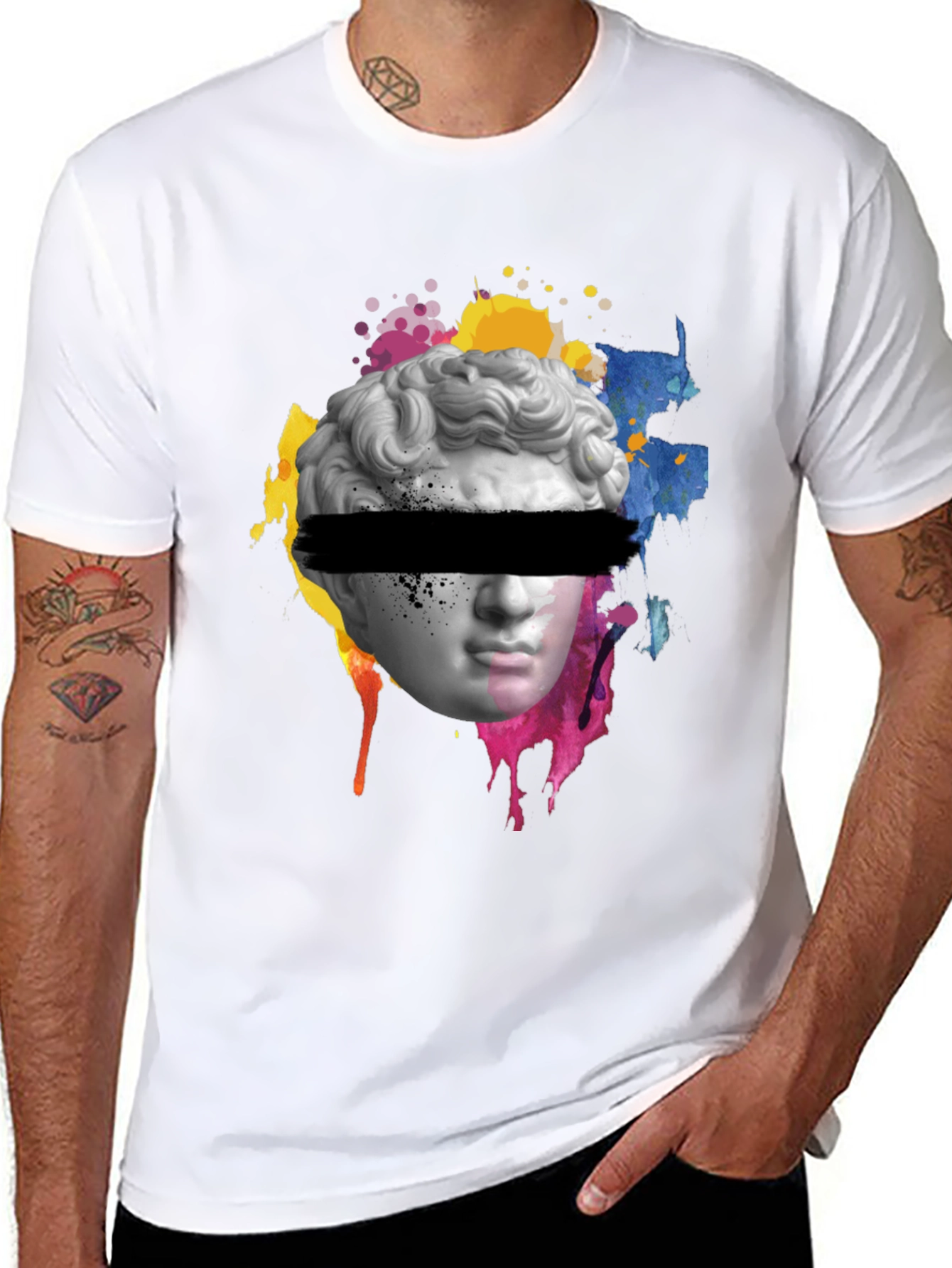 Black Statue Head Graphic Tee - Artistic Streetwear view 8