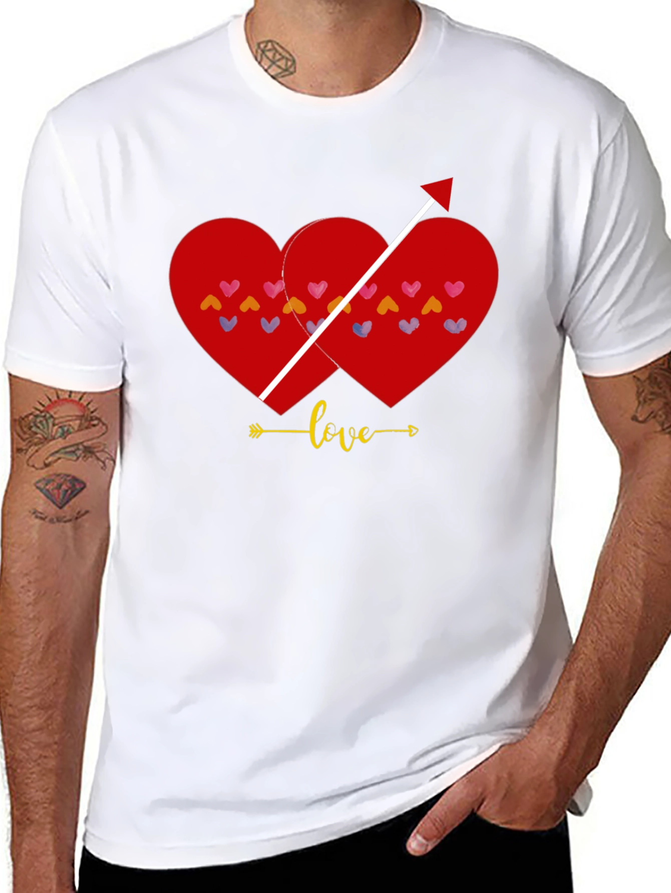 Black Love Arrow Heart Graphic Tee - Black Casual T-Shirt view 8