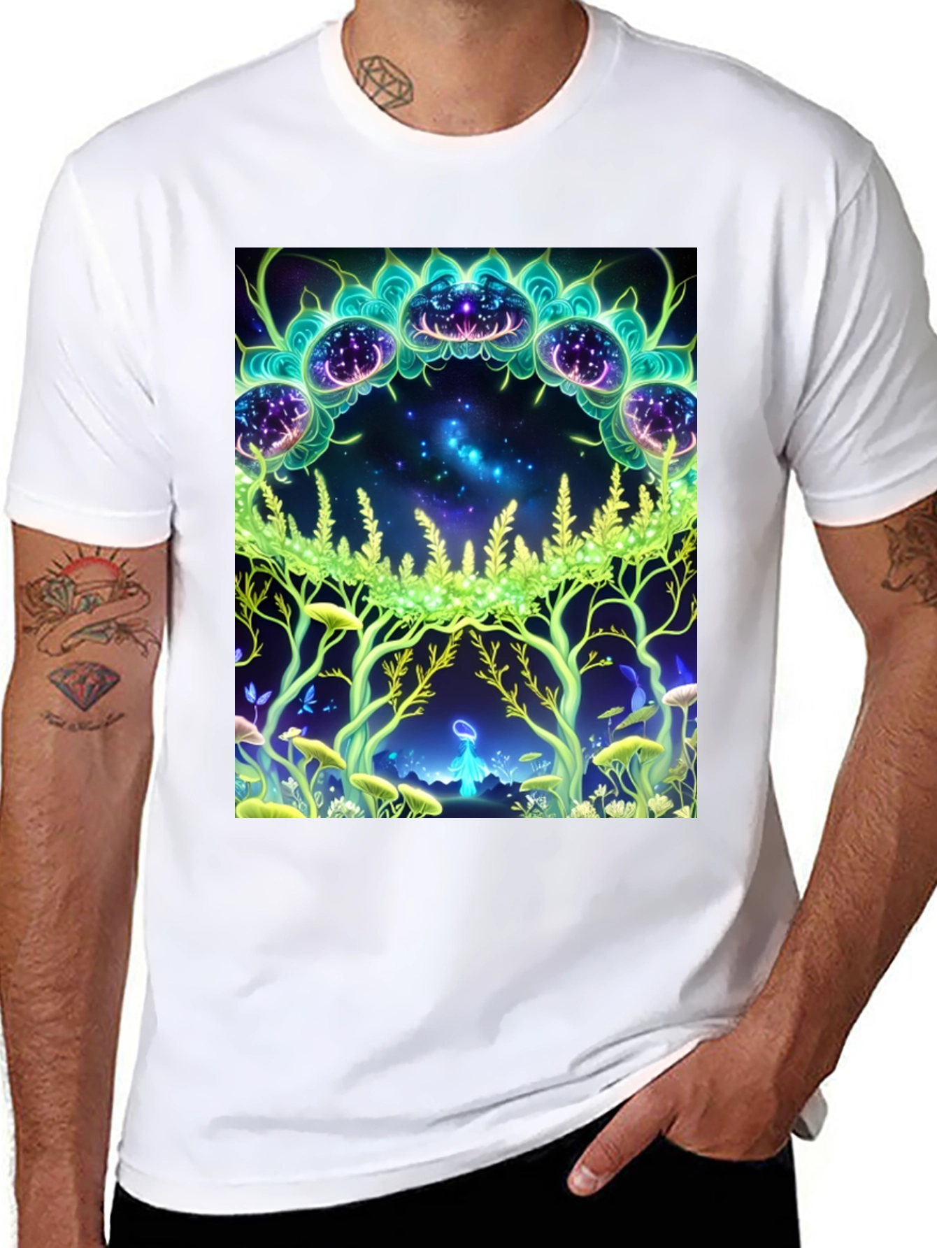Black Mystic Forest Graphic Tee - Black view 8