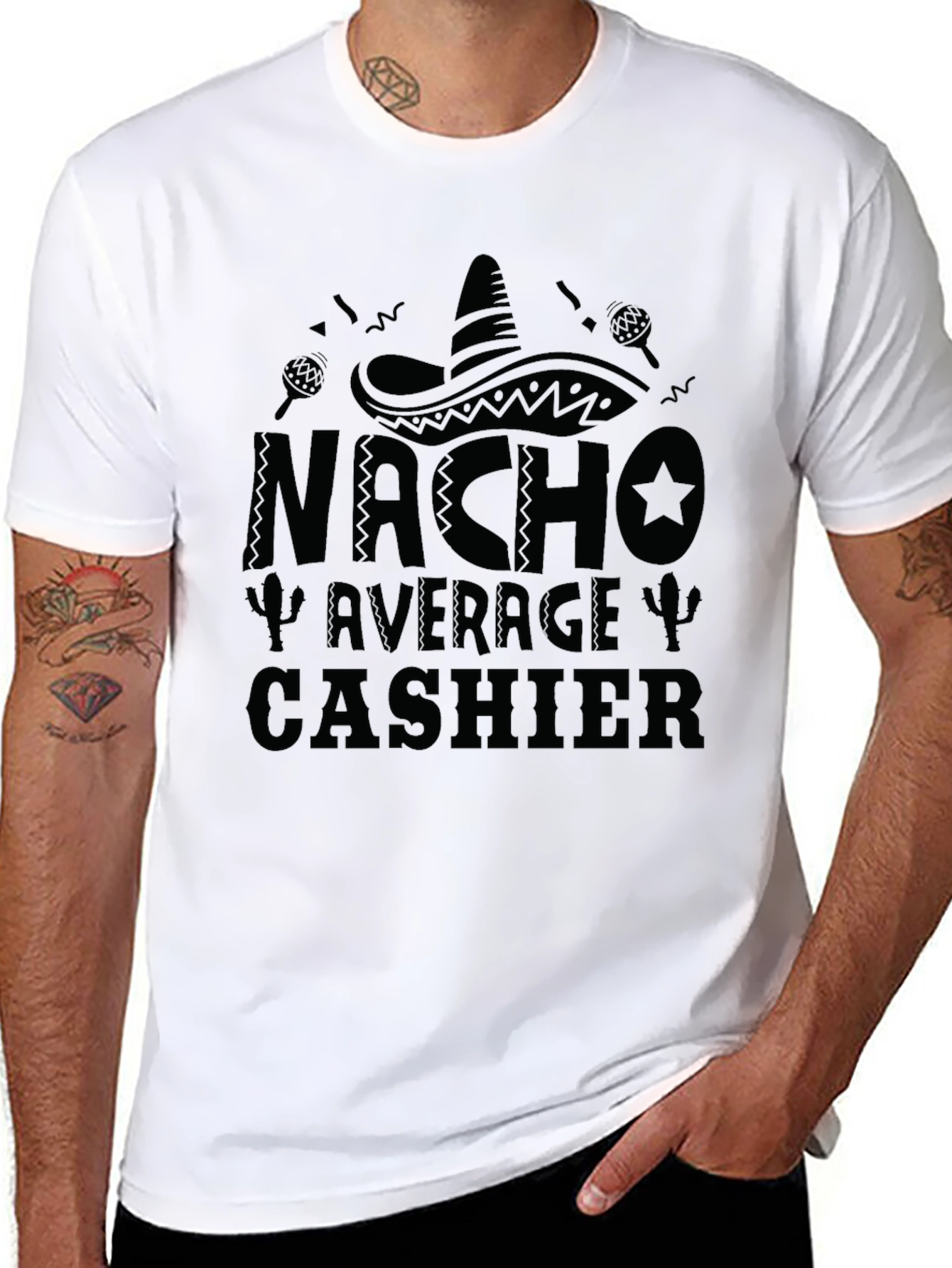 Black Nacho Average Cashier T-Shirt - Funny Cinco de Mayo Tee view 8