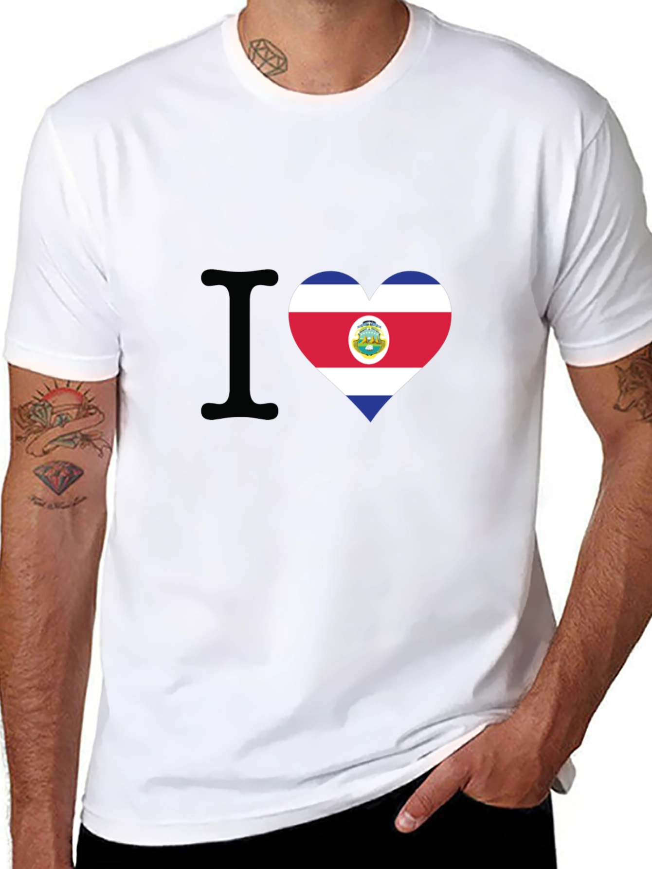I Love Costa Rica Heart Flag T-Shirt - 8