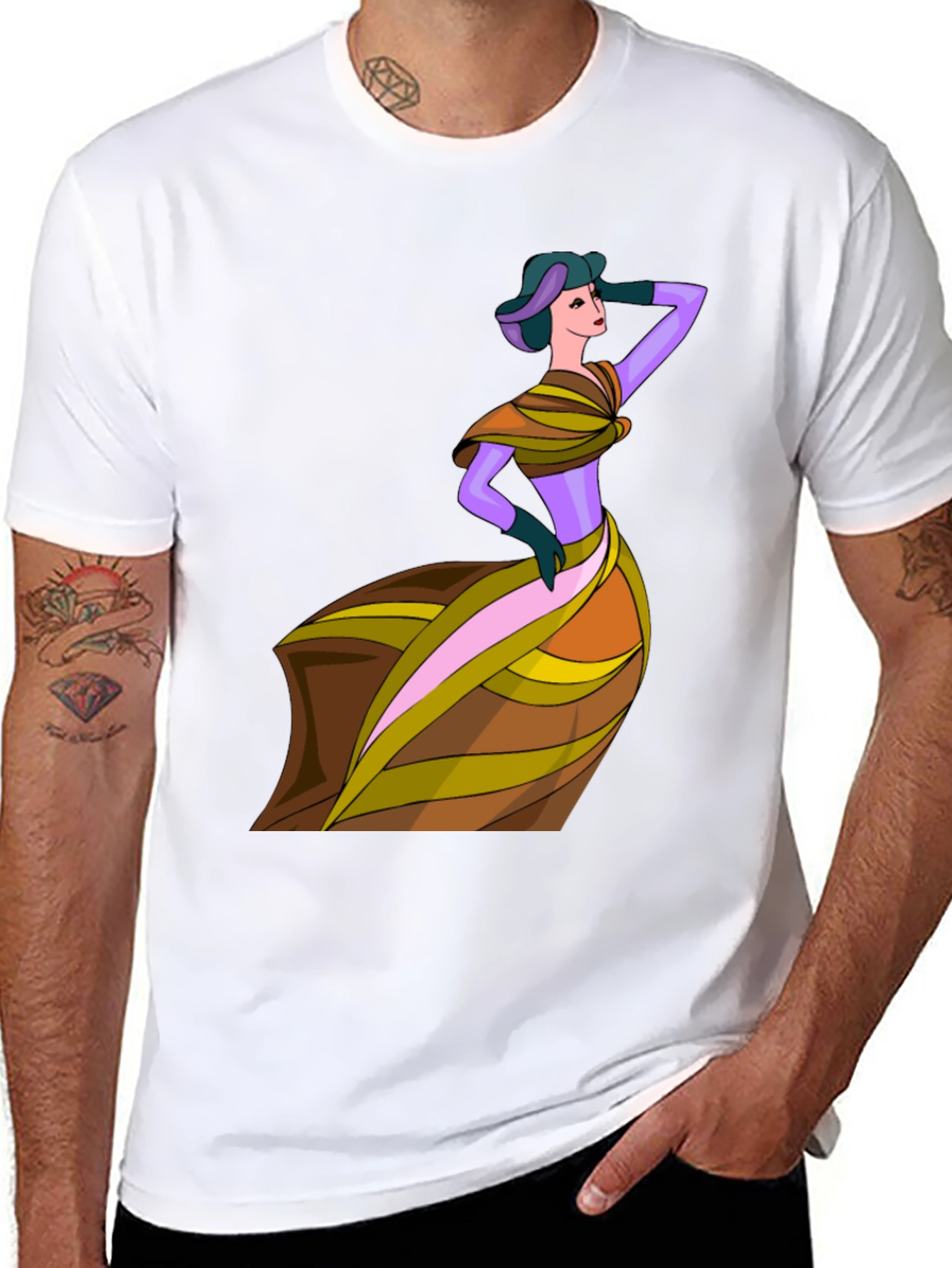 Black Retro Lady T-Shirt - Vintage Style Graphic Tee view 8