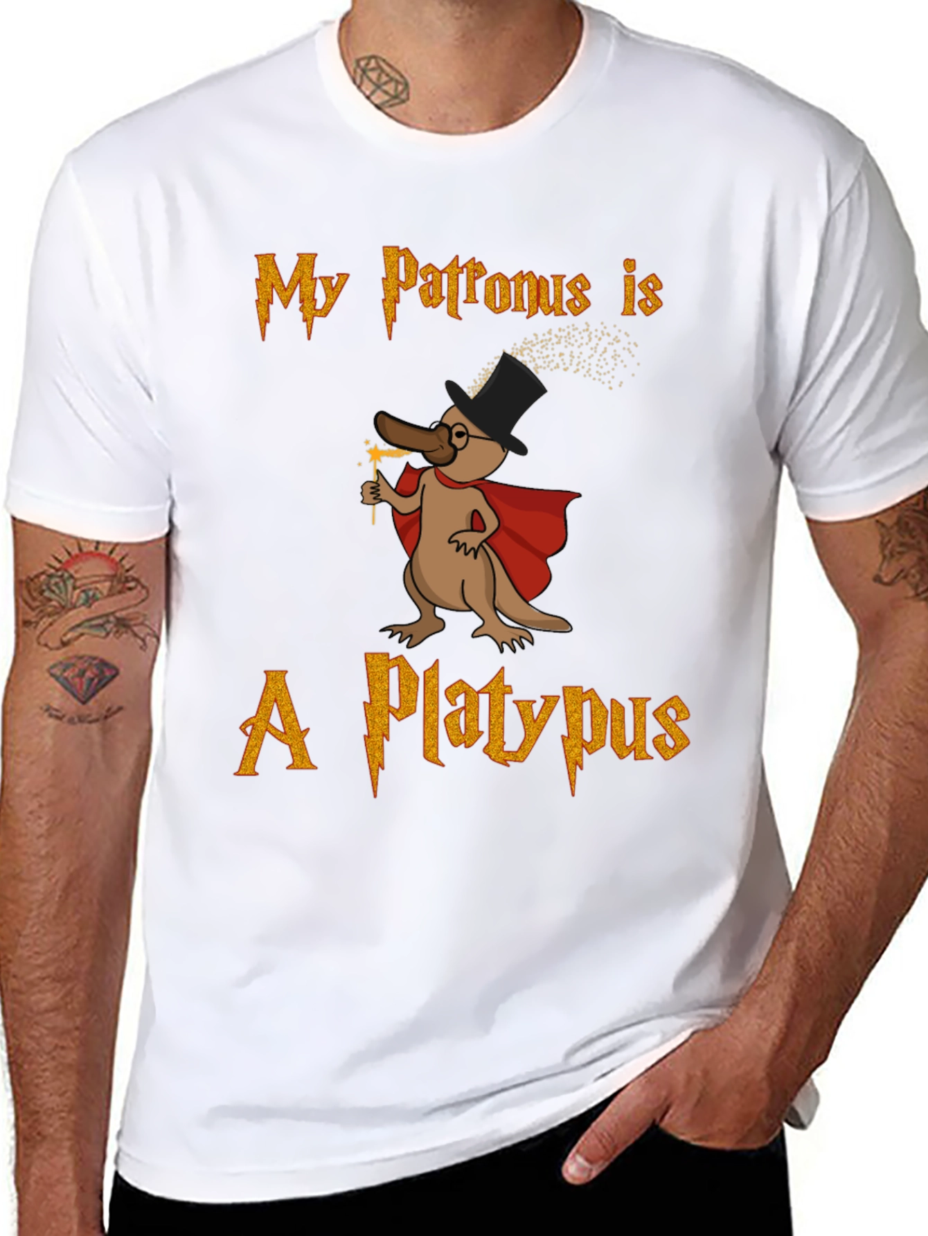 Black My Patronus is A Platypus T-Shirt view 8