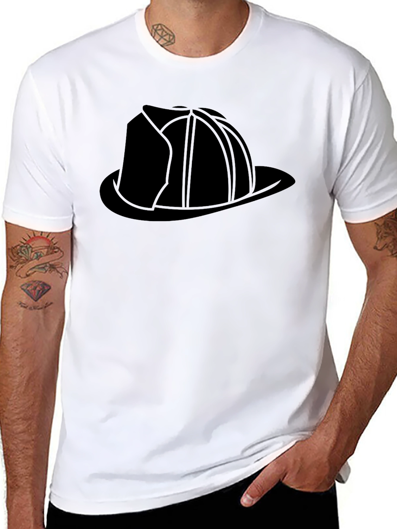 Black Firefighter Helmet Graphic Tee - Black view 8