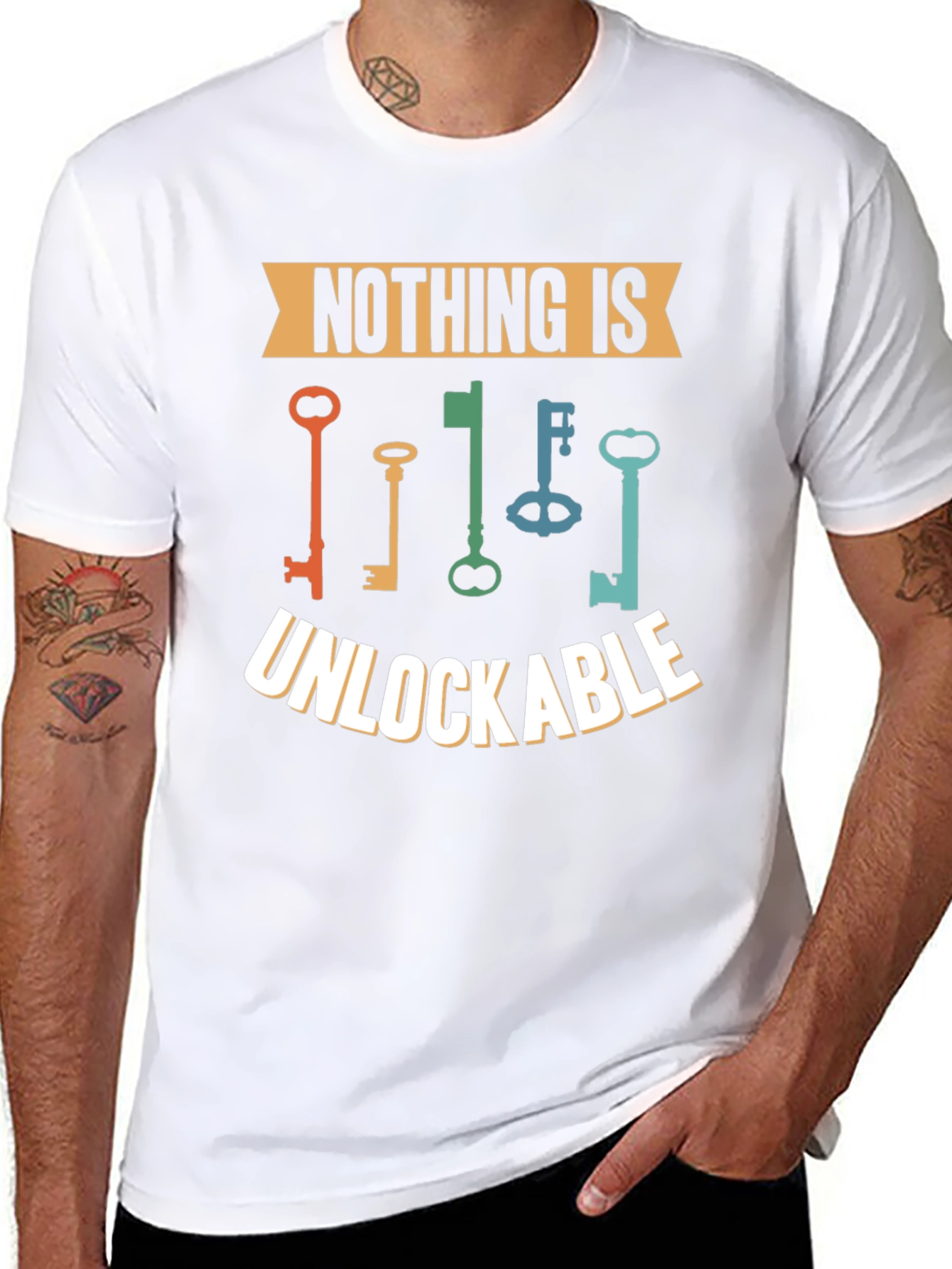 Black Nothing is Unlockable Graphic T-Shirt view 8