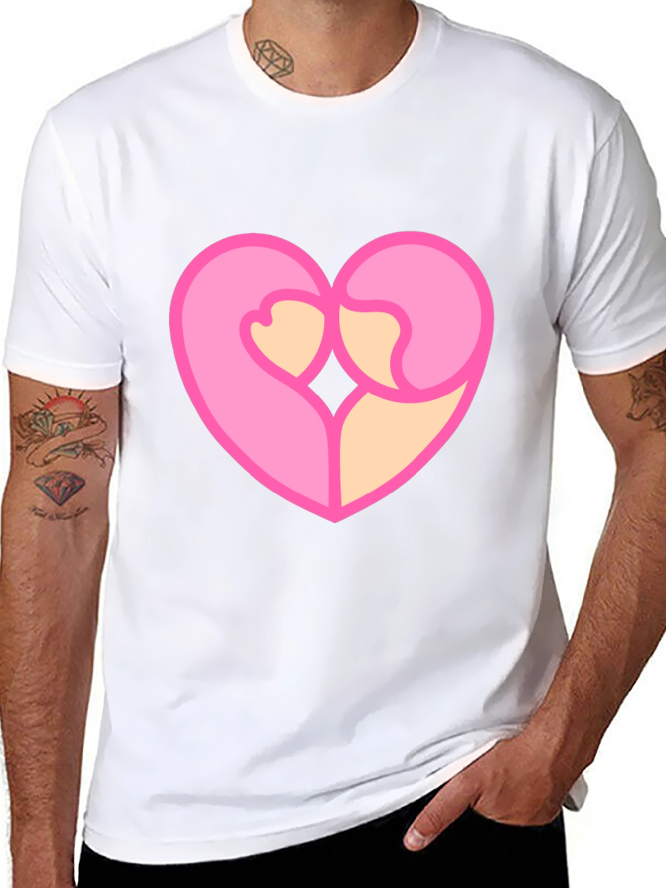Black Heart Hug Graphic Tee - Black Cotton Blend view 8
