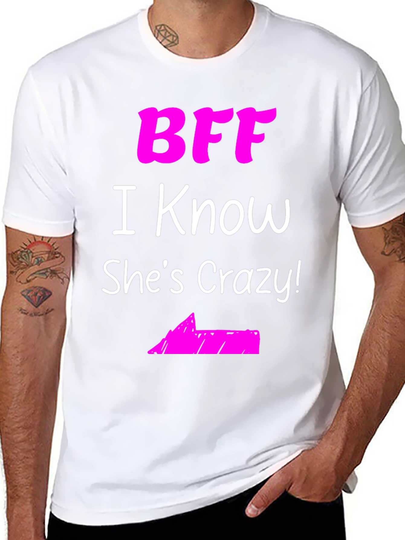 Black BFF She's Crazy! Black Graphic Tee view 8