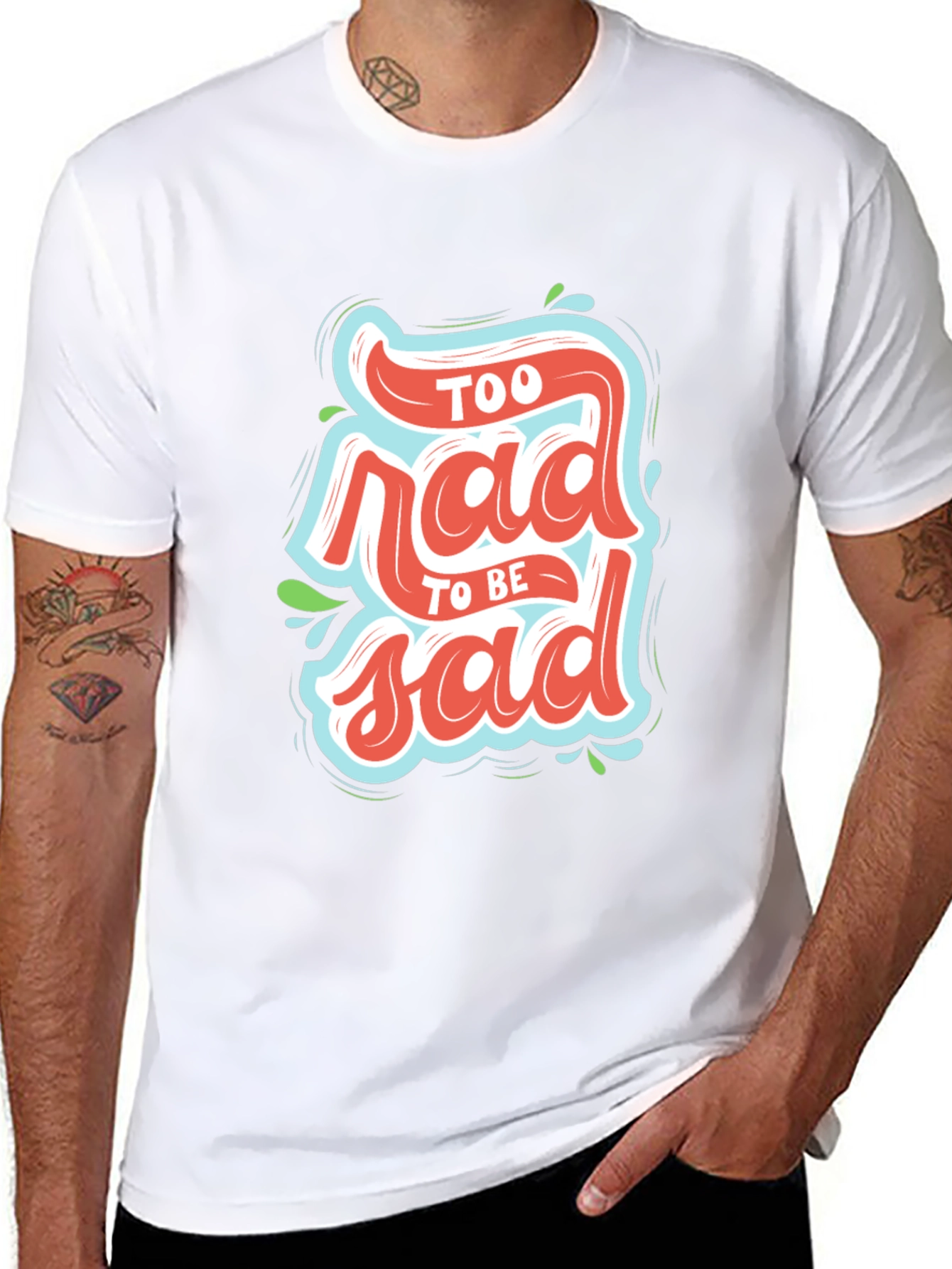 Black Too Rad To Be Sad Black Graphic T-Shirt view 8