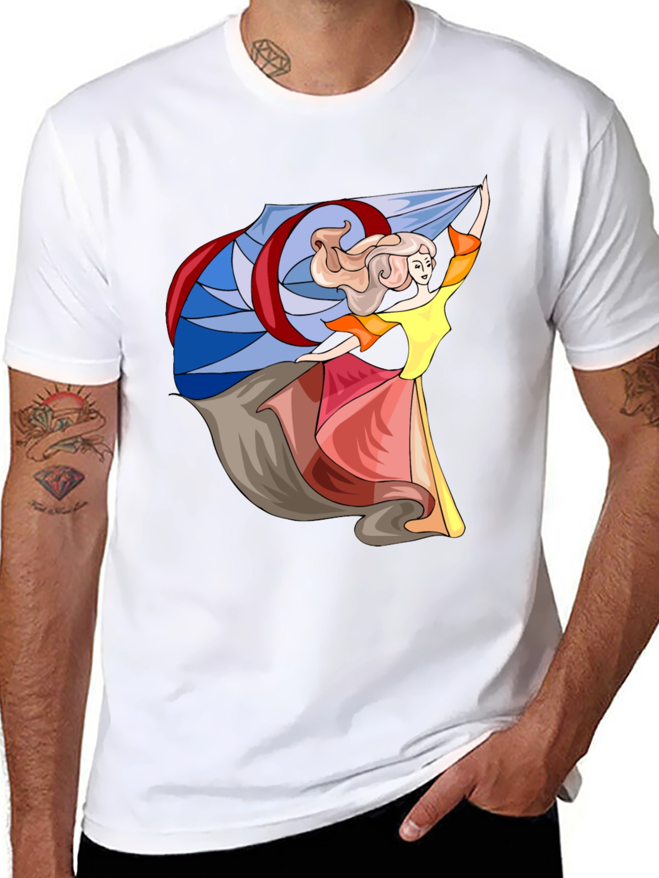 Black Whimsical Dancer Graphic Tee - Black Cotton Blend view 8