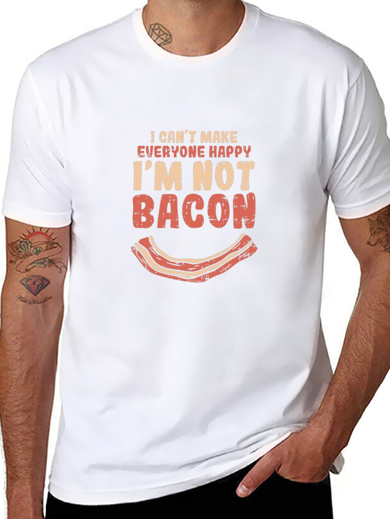 Black Funny Bacon Graphic T-Shirt - I Can't Make Everyone Happy view 8
