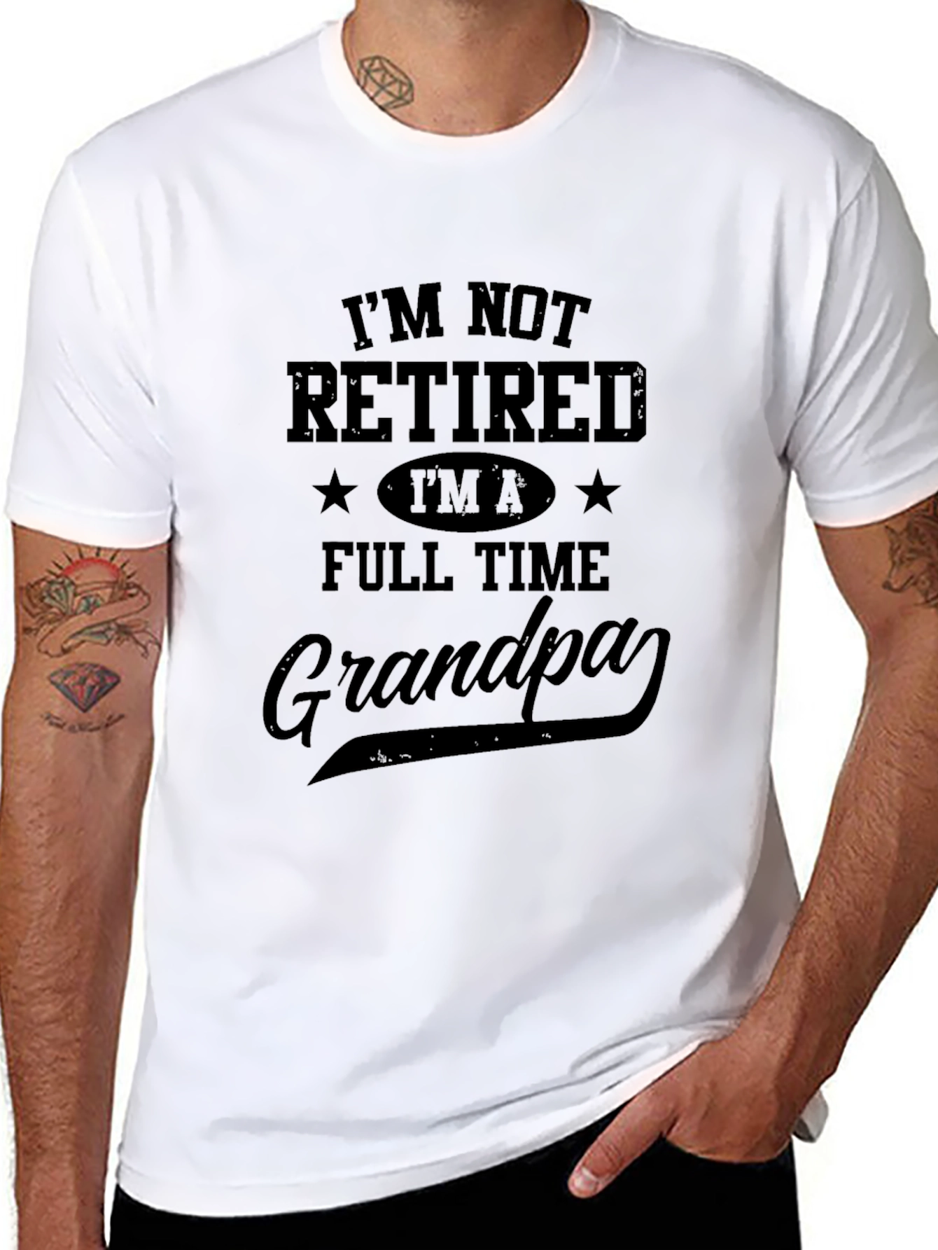 Black Full Time Grandpa Graphic T-Shirt view 8