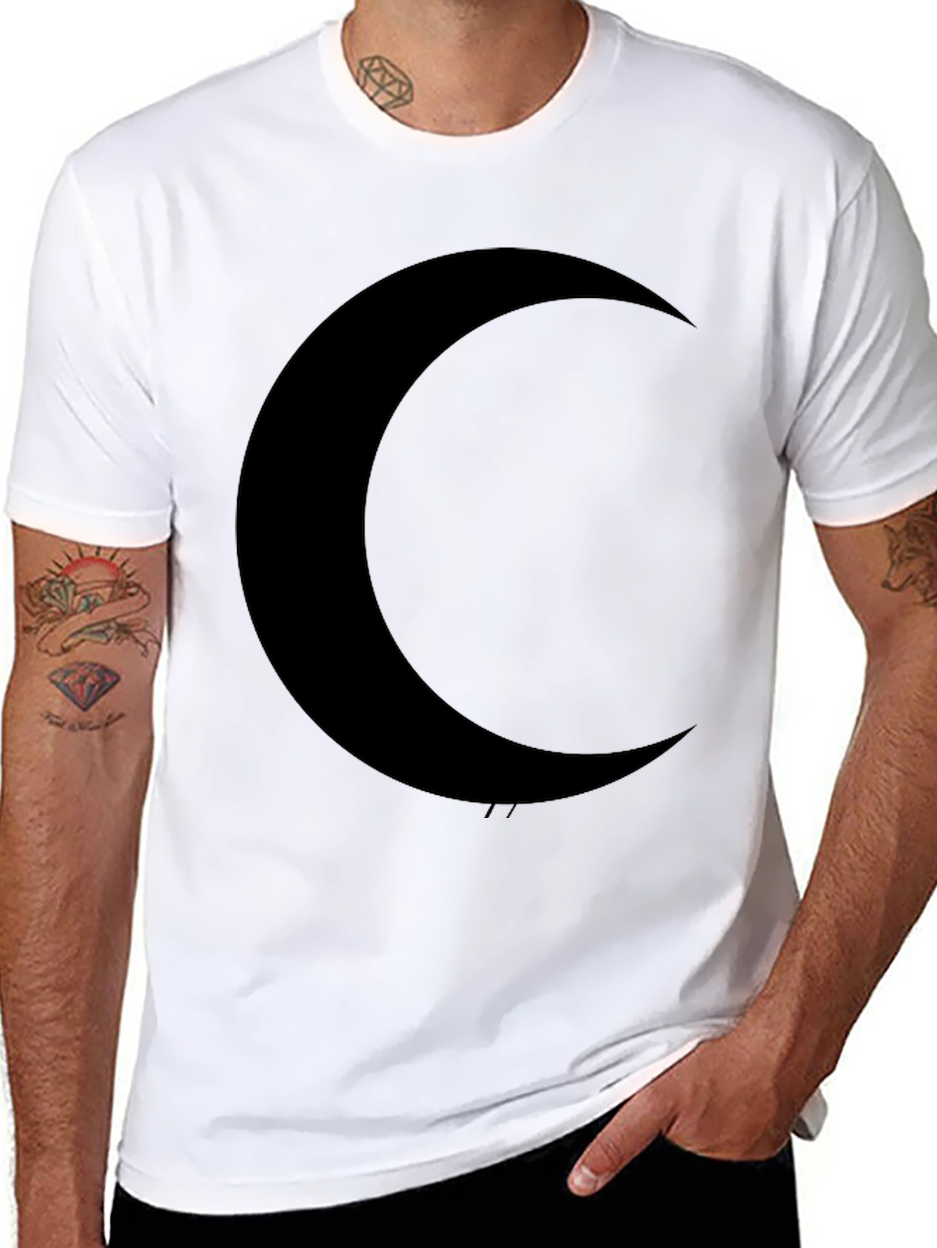 Black Midnight Moon Black T-Shirt - Stylish Crescent Graphic Tee view 8