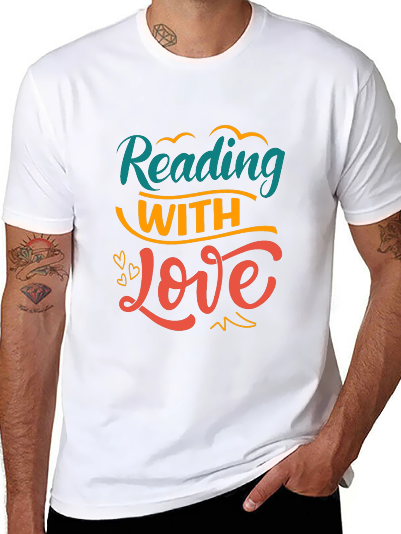 Black Reading with Love Graphic Tee view 8