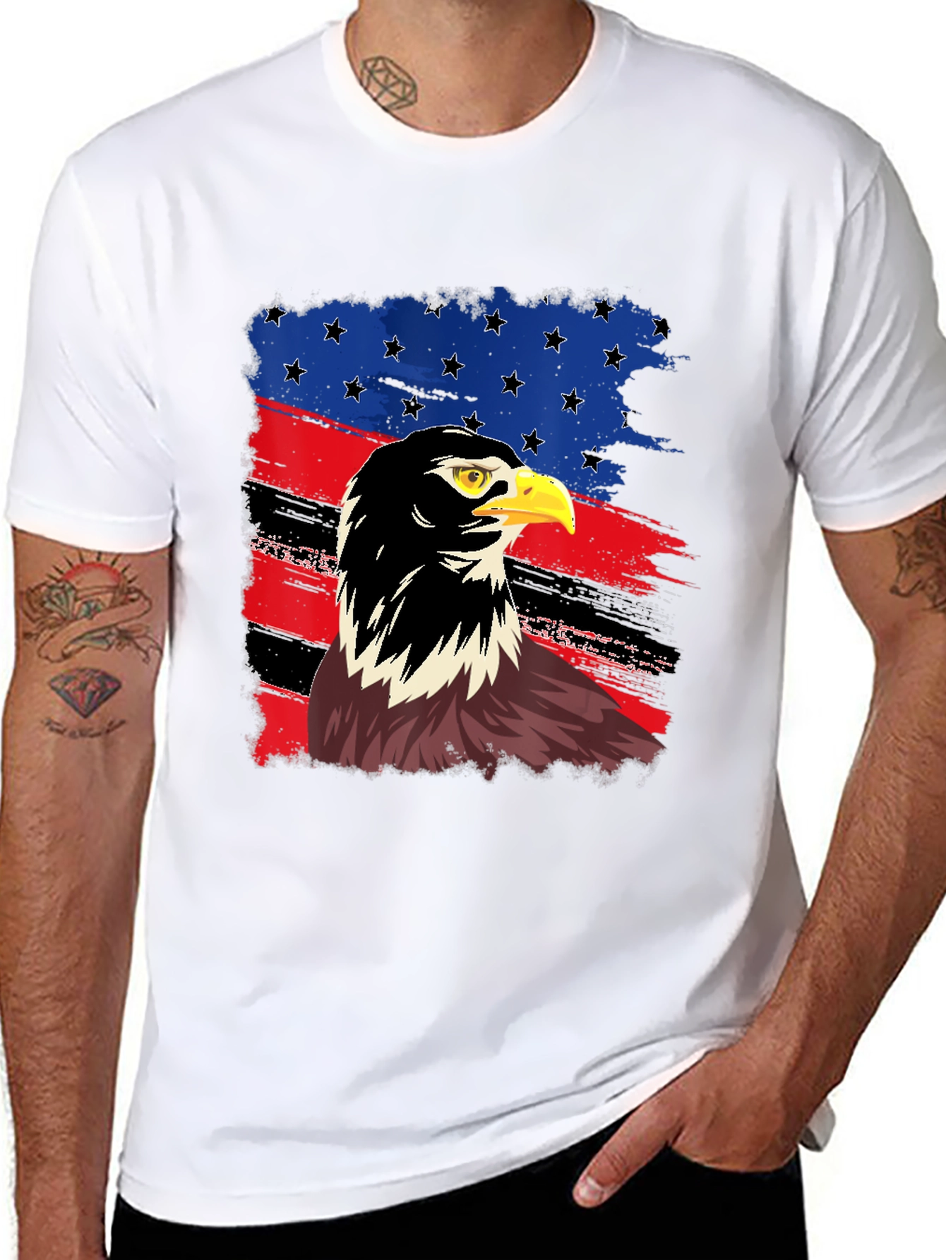 Black American Eagle Flag Graphic T-Shirt view 8