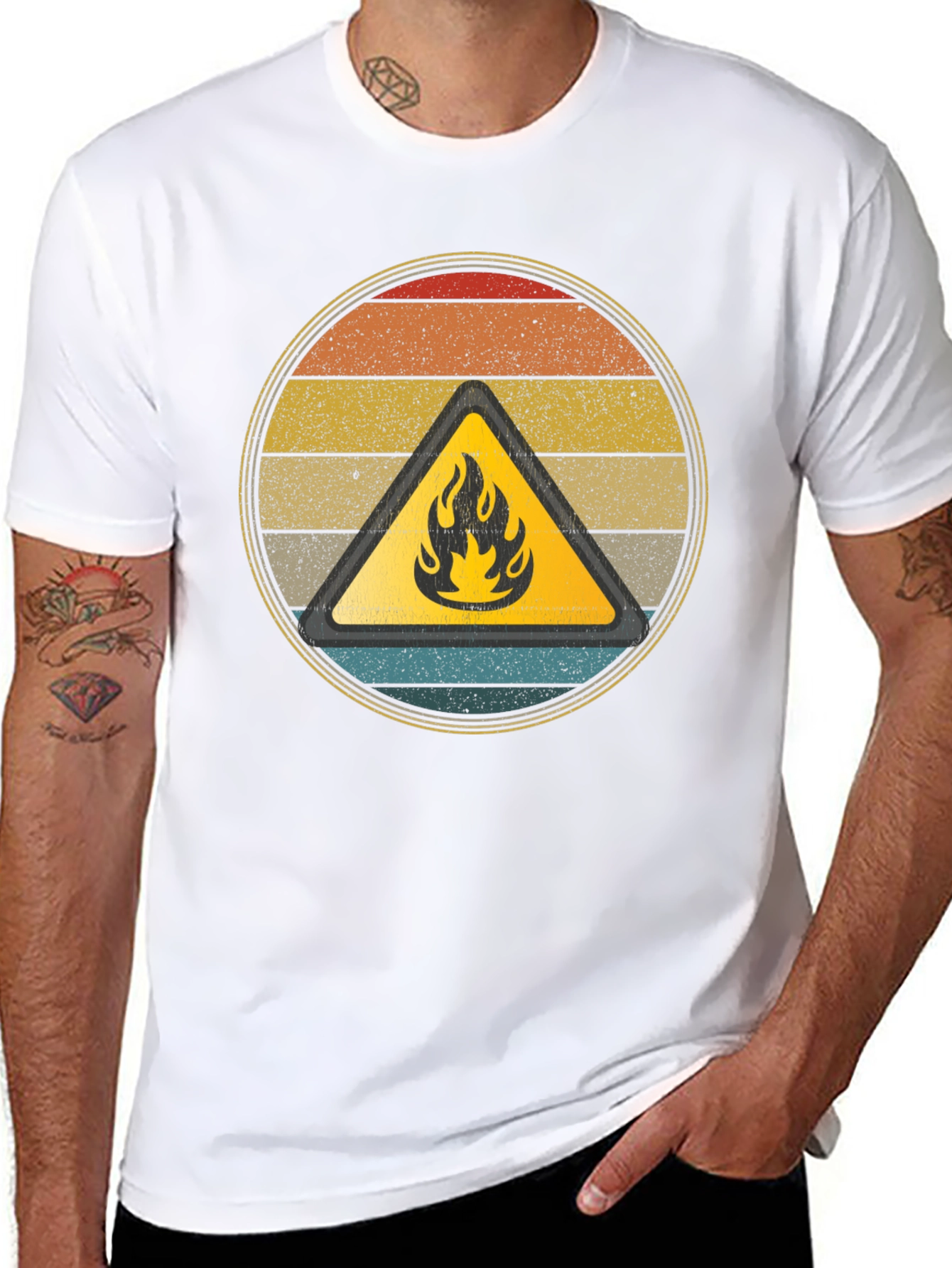 Black Retro Fire Hazard Graphic Tee view 8