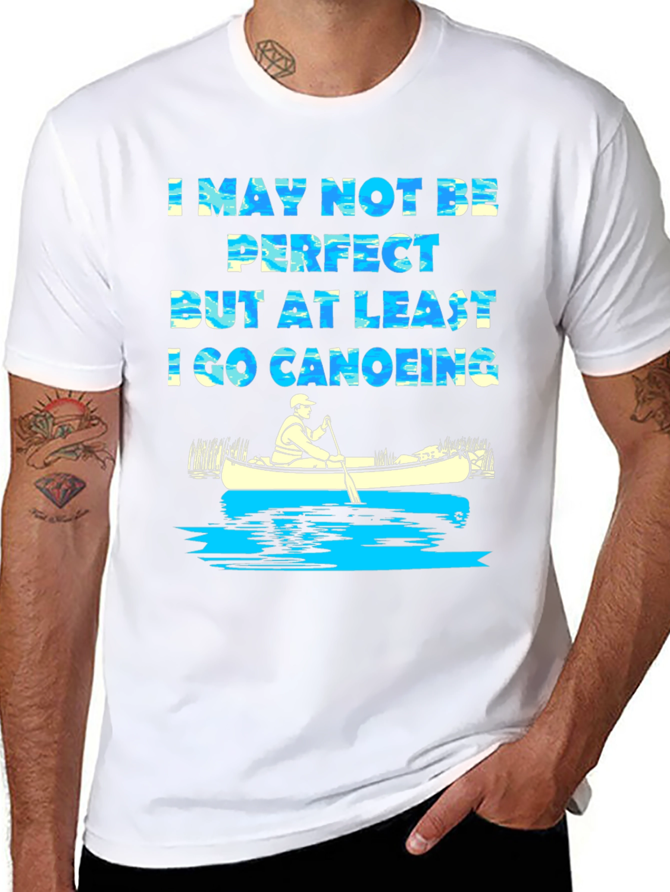 Black Funny Canoeing T-Shirt - I May Not Be Perfect Tee view 8