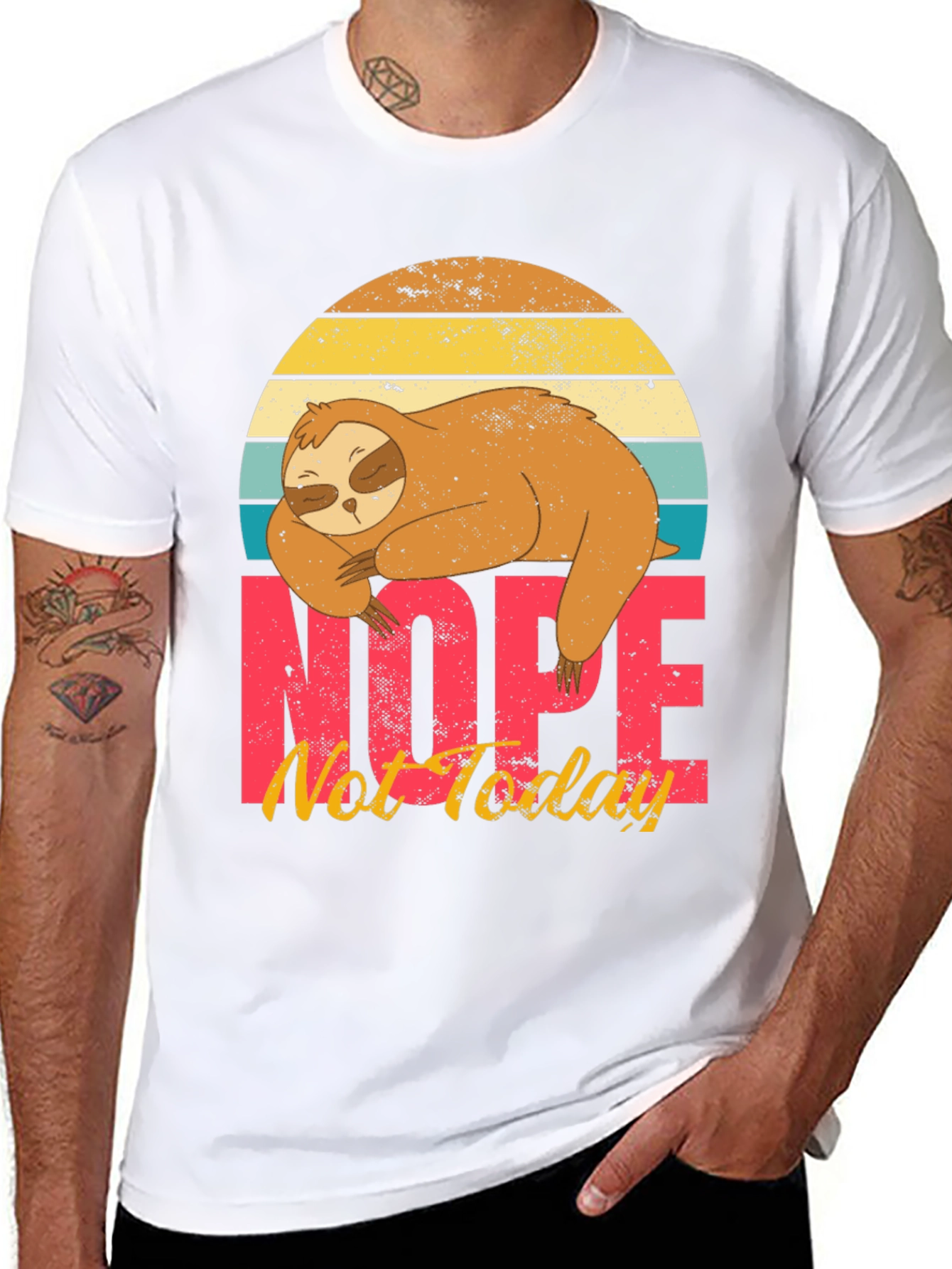 Black Nope, Not Today Sloth Graphic T-Shirt view 8