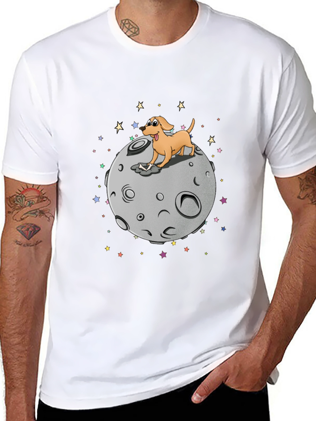 Black Dog on Moon Graphic T-Shirt view 8