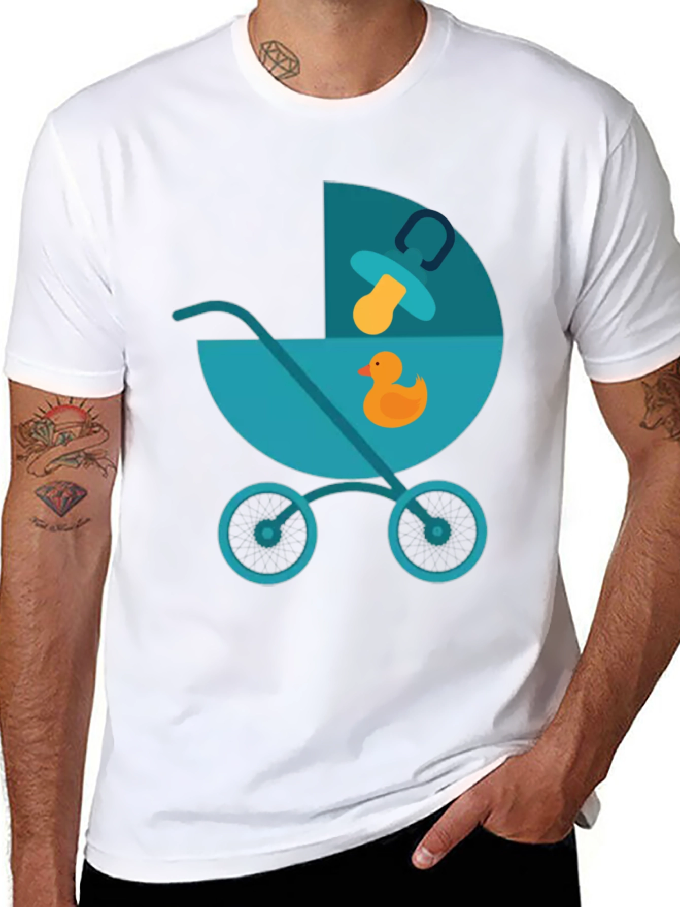 Black Cute Baby Stroller Graphic T-Shirt - Soft Cotton Tee view 8