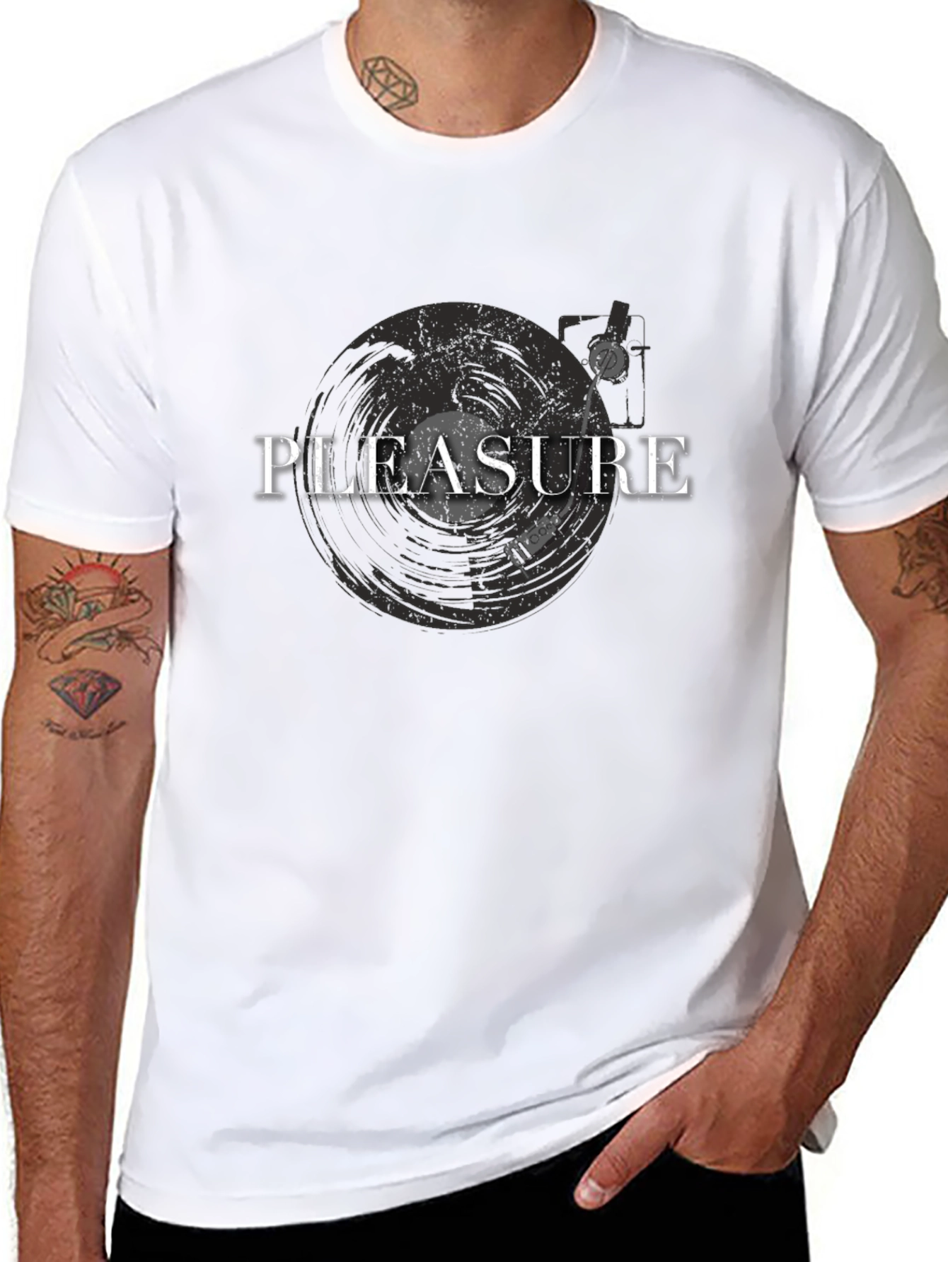 Black Pleasure Record Player T-Shirt view 8