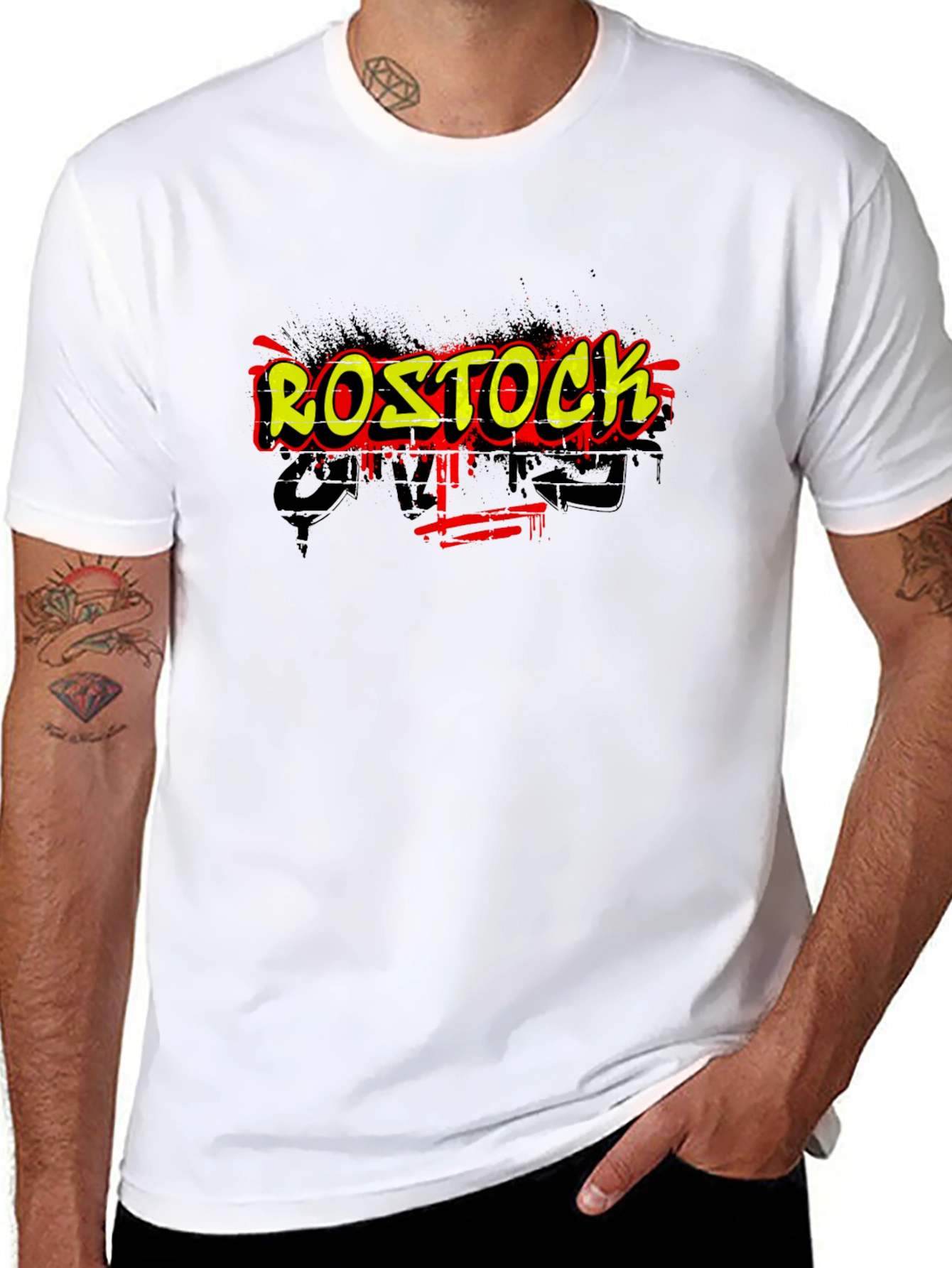 Black Rostock Graffiti Graphic Tee - Urban Style view 8