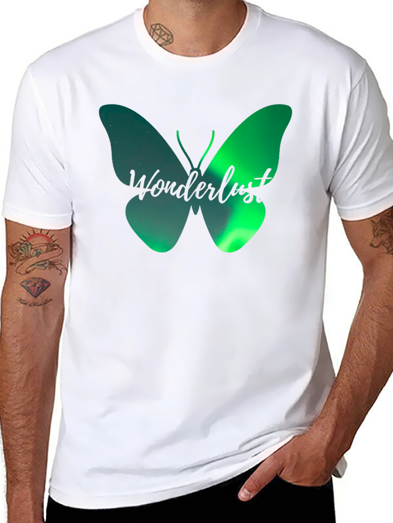 Black Wanderlust Butterfly Graphic T-Shirt - Black view 8