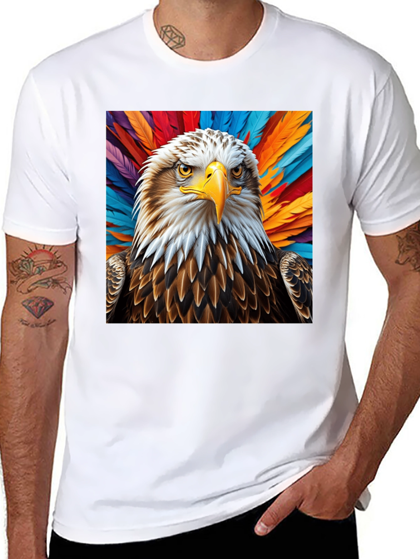 Black Eagle Graphic Tee - Bold Feathered Design view 8