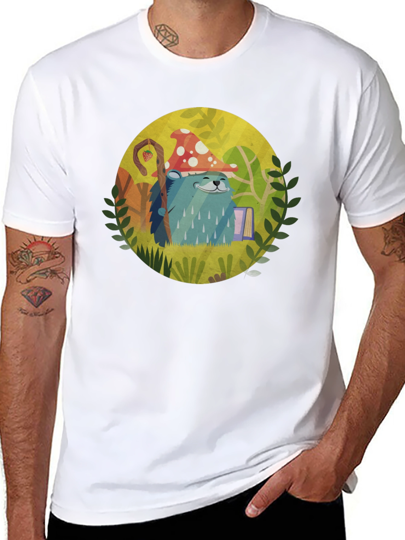 Black Whimsical Hedgehog T-Shirt view 8