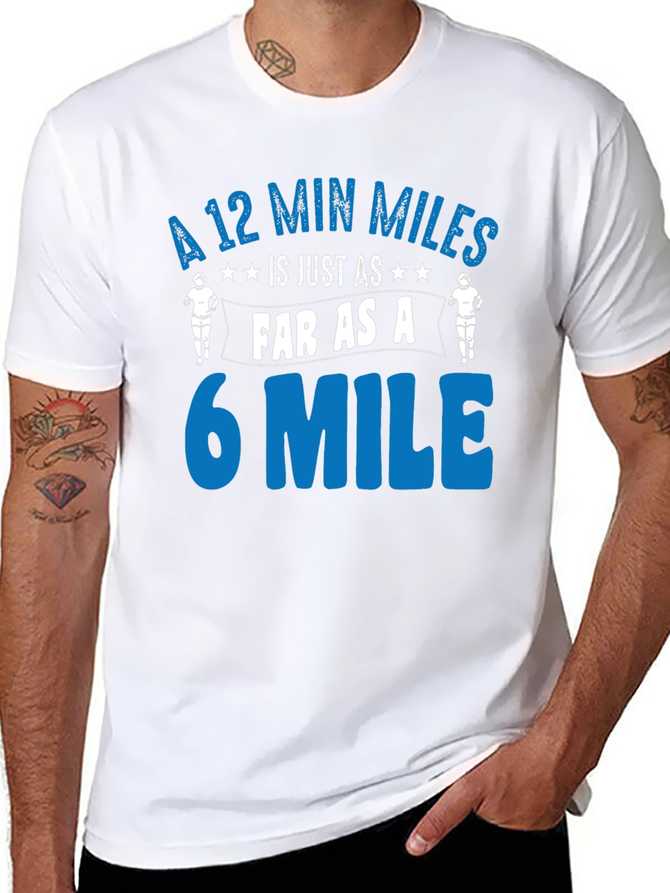 Black Funny Running T-Shirt: 12 Min Miles = 6 Mile Pace view 8