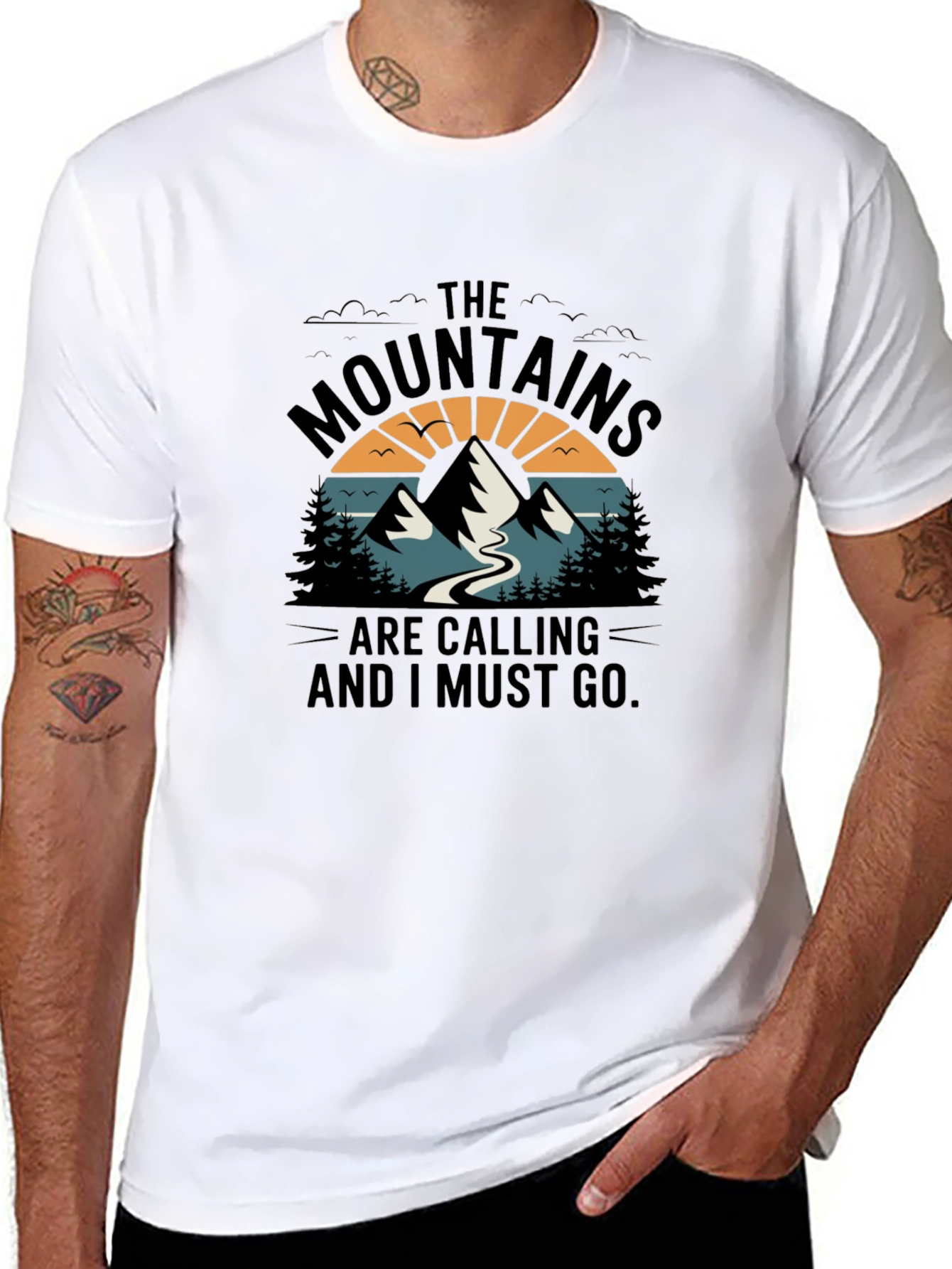 Black Mountains Are Calling Black Graphic Tee view 8