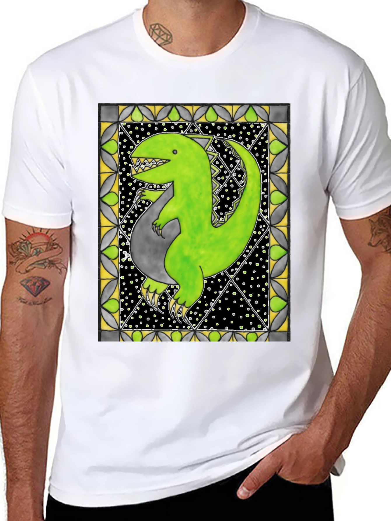 Black Dinosaur T-Shirt - Funky Graphic Tee view 8