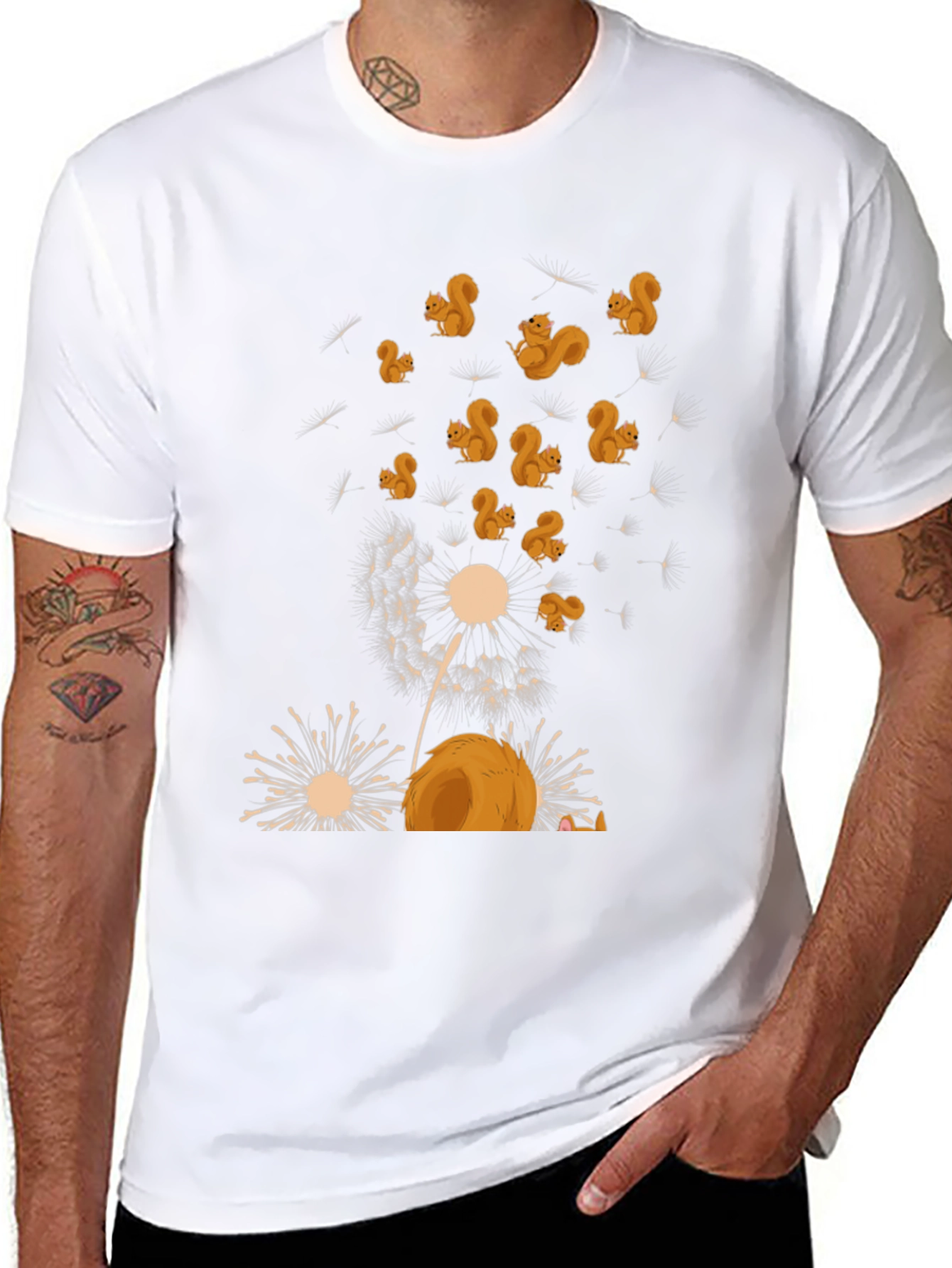 Black Squirrel Dandelion T-Shirt - Whimsical Graphic Tee view 8