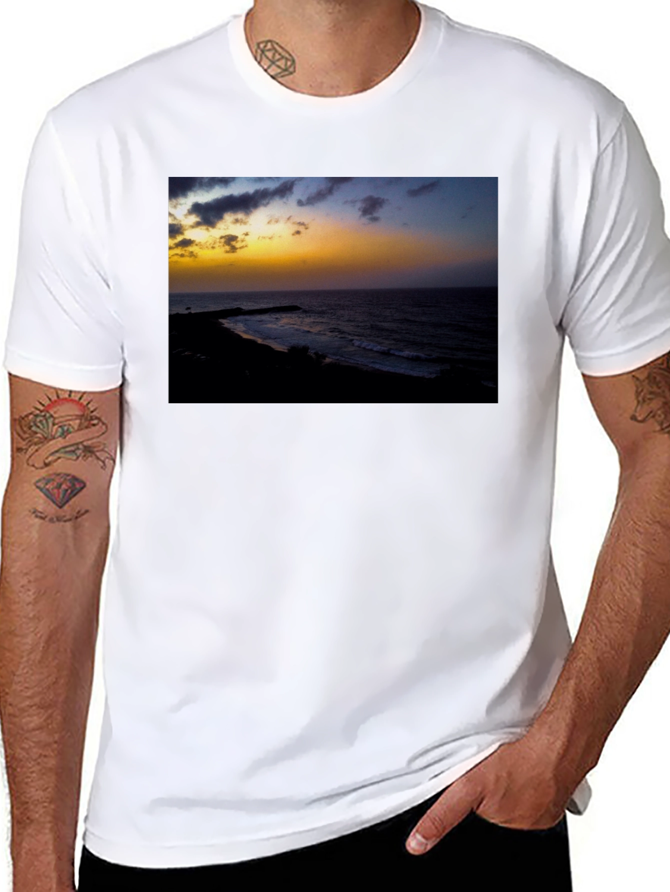 Black Sunset Beach Graphic T-Shirt view 8