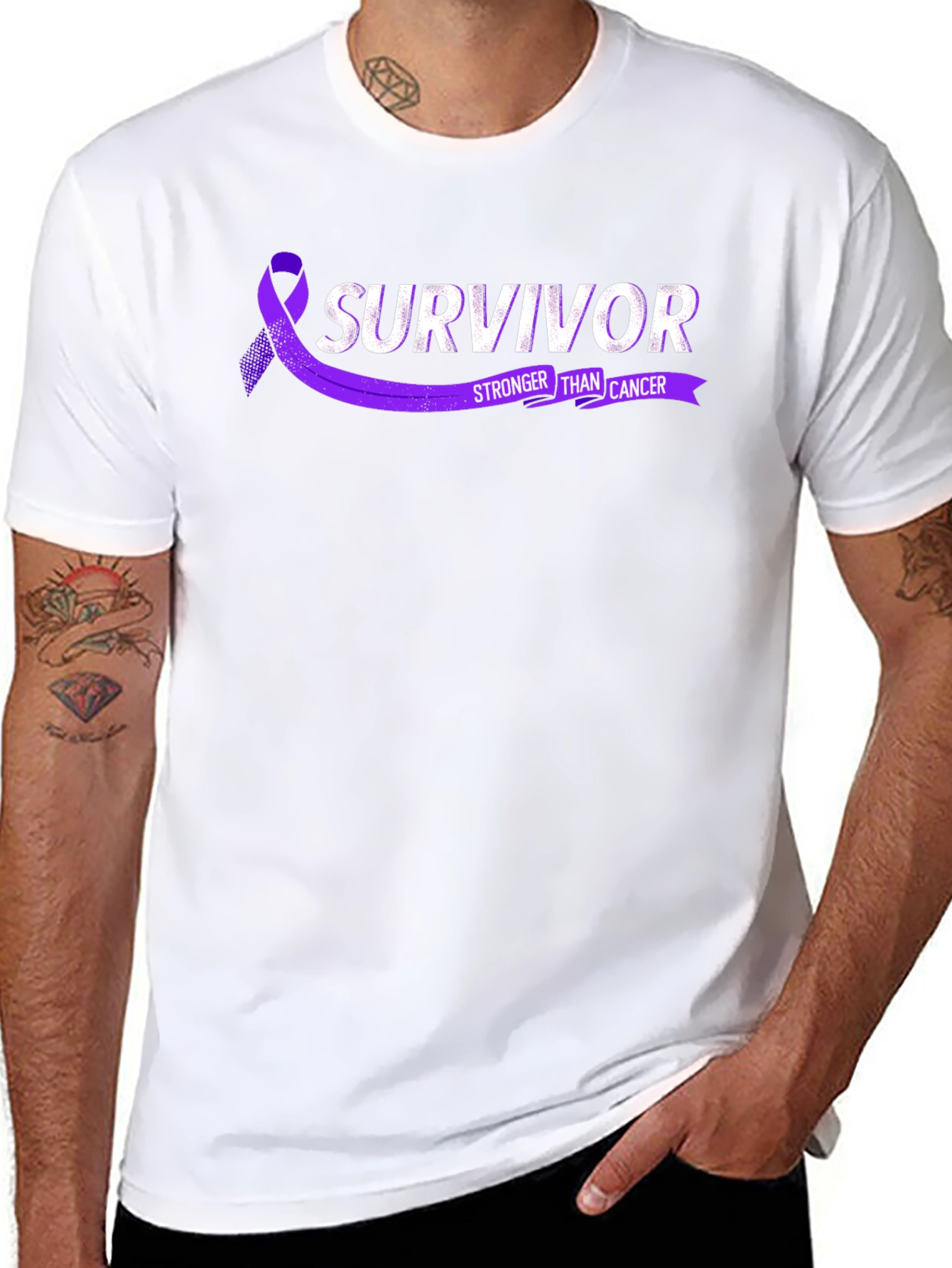 Black Survivor Stronger Than Cancer Awareness T-Shirt view 8