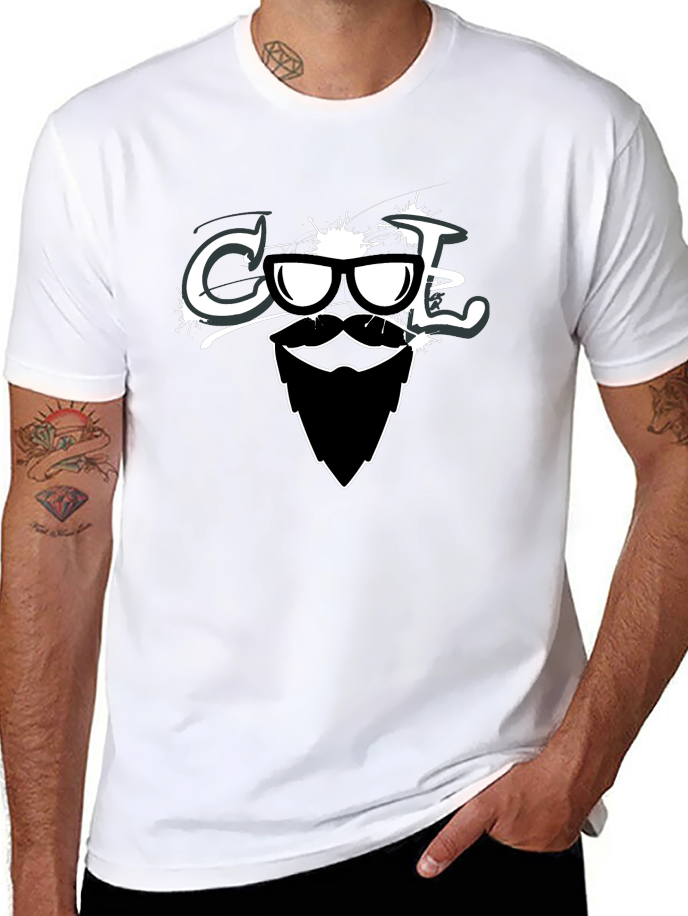 Black Cool Dude Graphic Tee - Beard & Sunglasses view 8