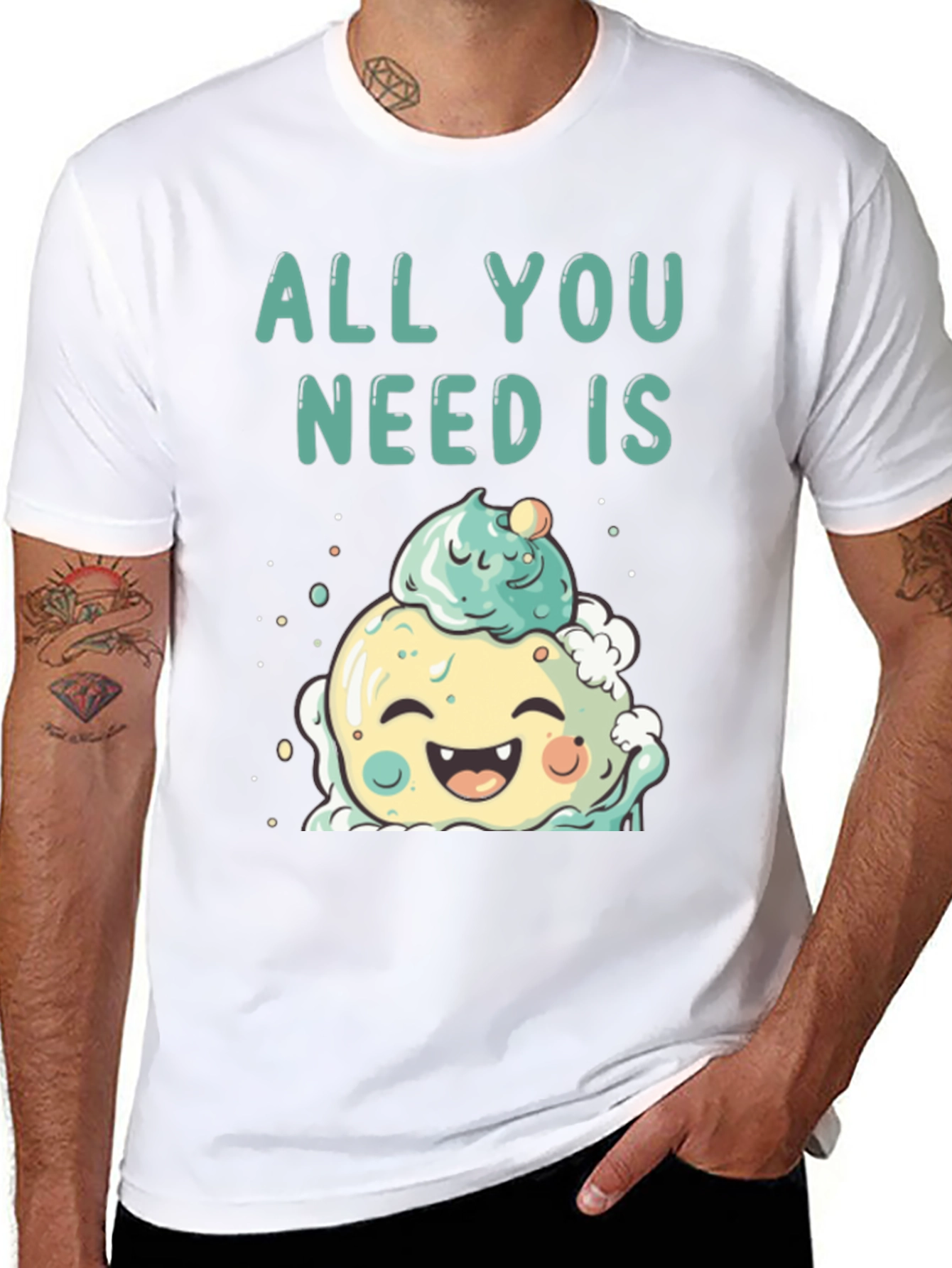 Black All You Need Is Cute Ice Cream T-Shirt view 8