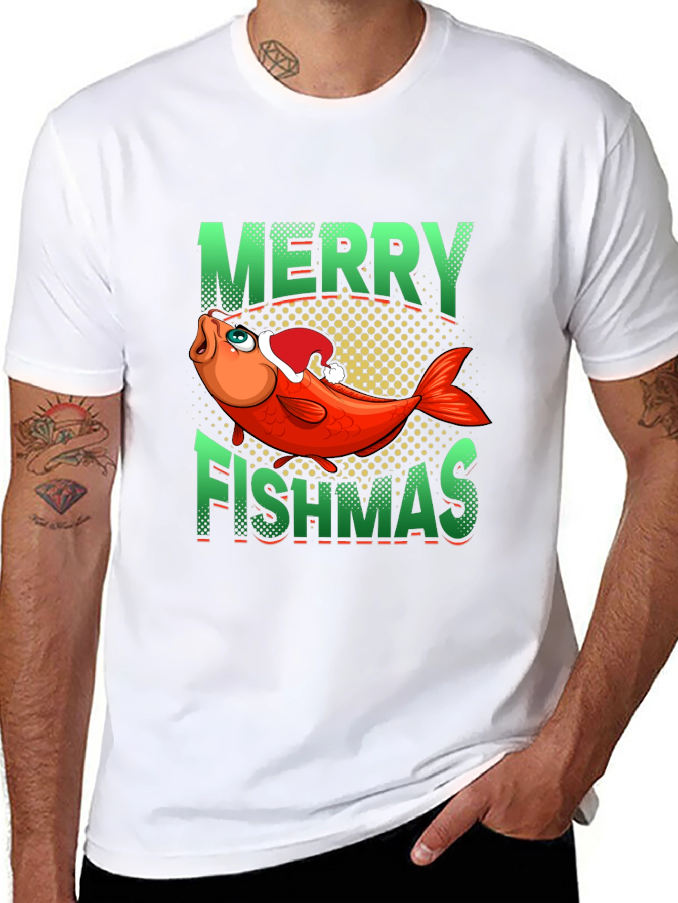 Black Merry Fishmas Graphic Tee view 8