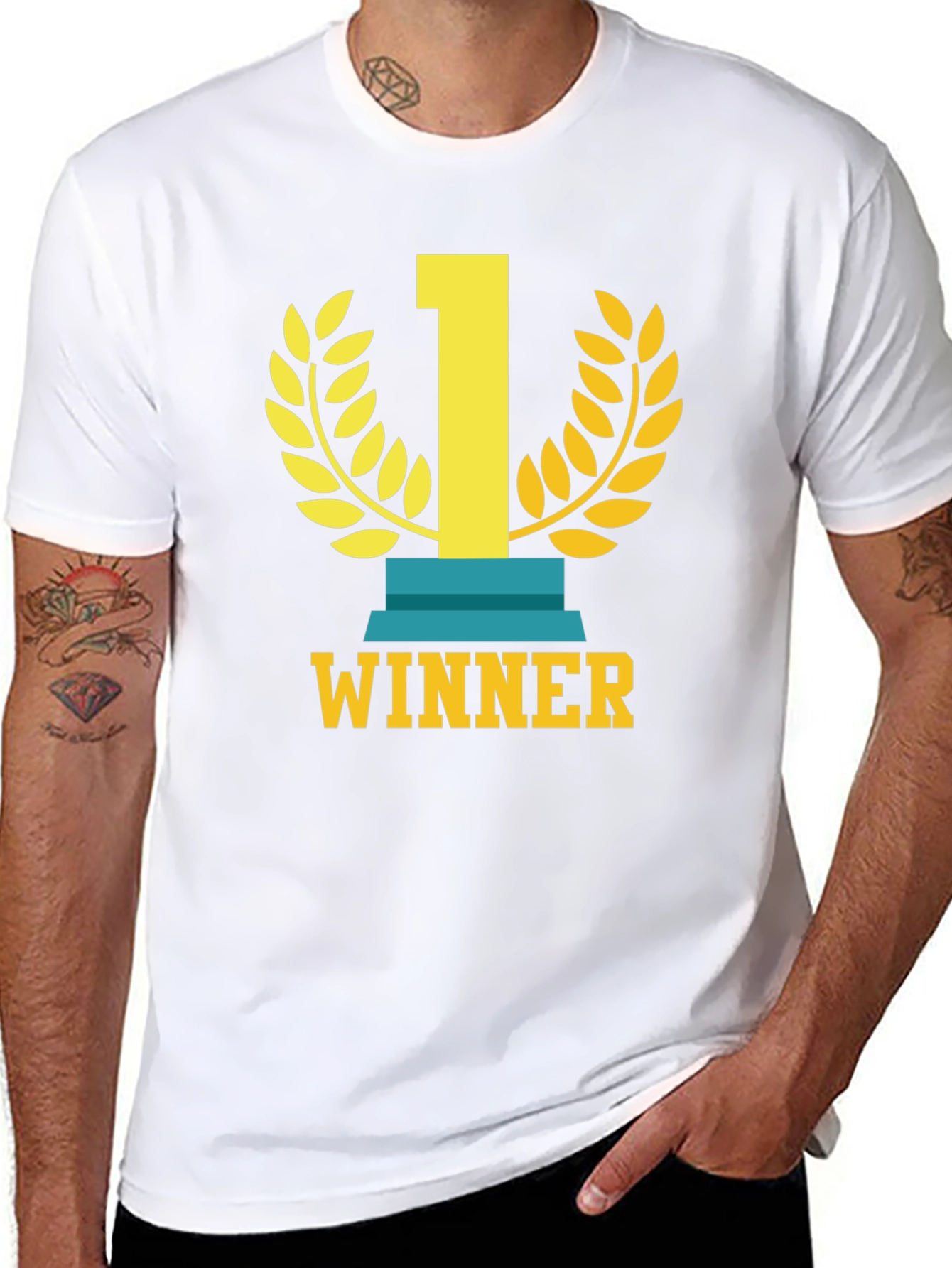 Black Winner T-Shirt - Champion Graphic Tee - Casual Apparel view 8