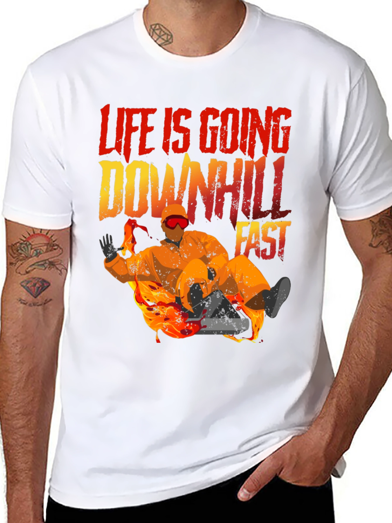 Black Life Is Going Downhill Fast Graphic Tee - Black view 8