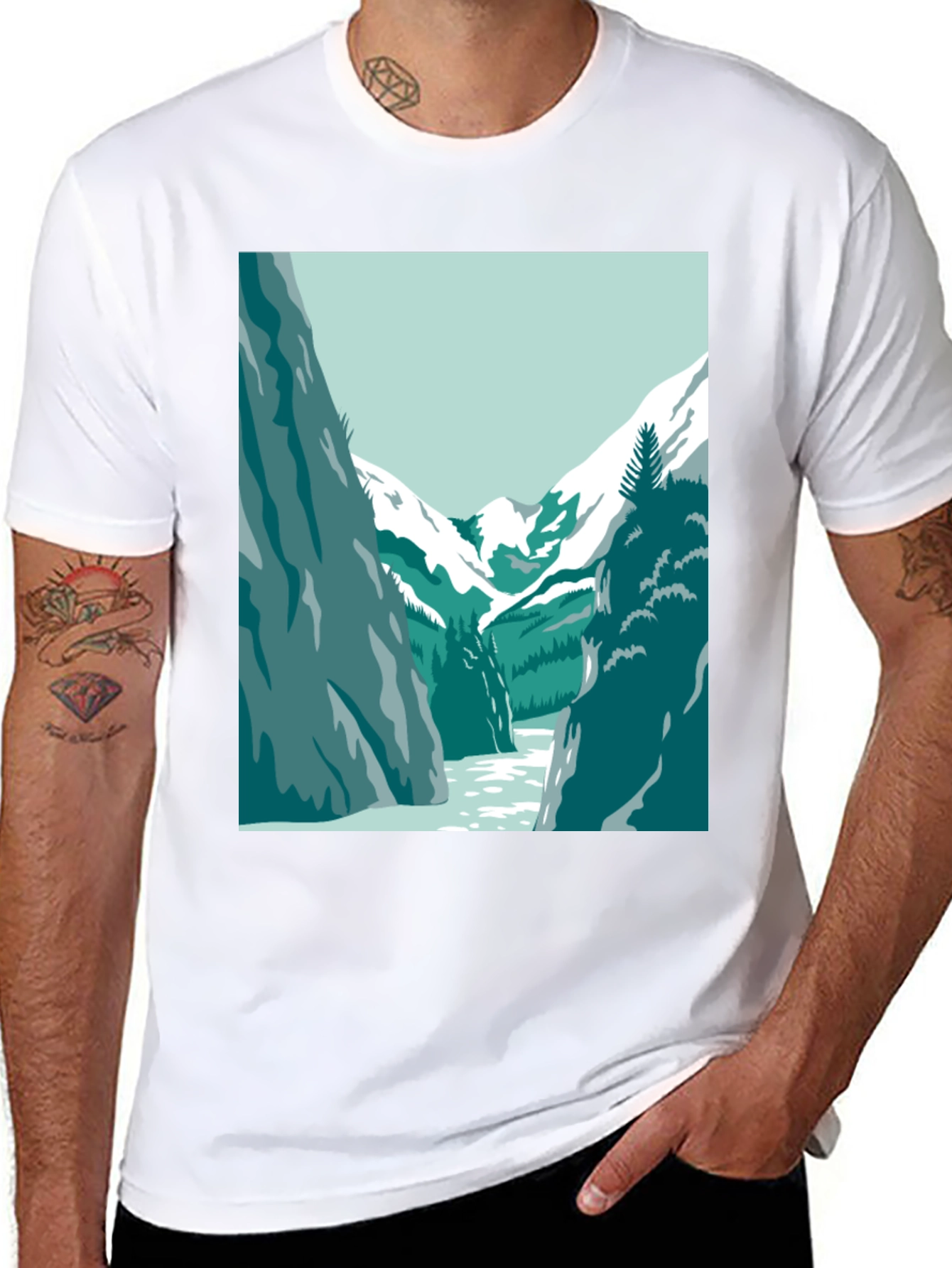 Black Mountain River Graphic Tee - Black Casual T-Shirt view 8
