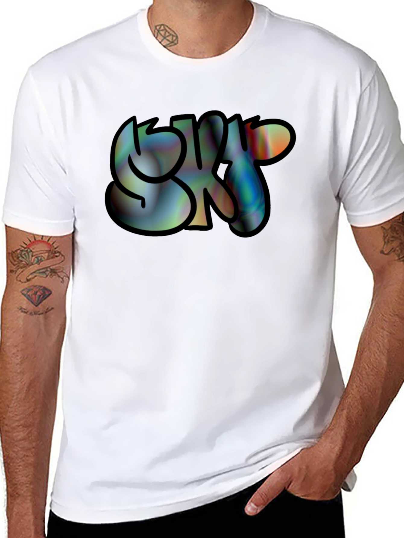 Black SK8 Graphic Print Black Tee - Casual Cool view 8