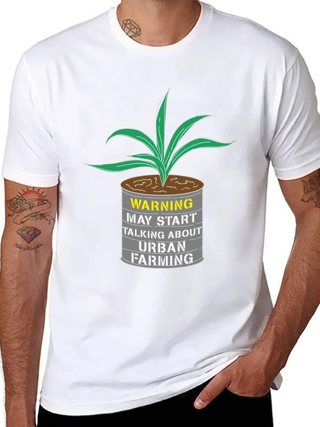 Black Urban Farming T-Shirt - Warning Graphic Tee view 8