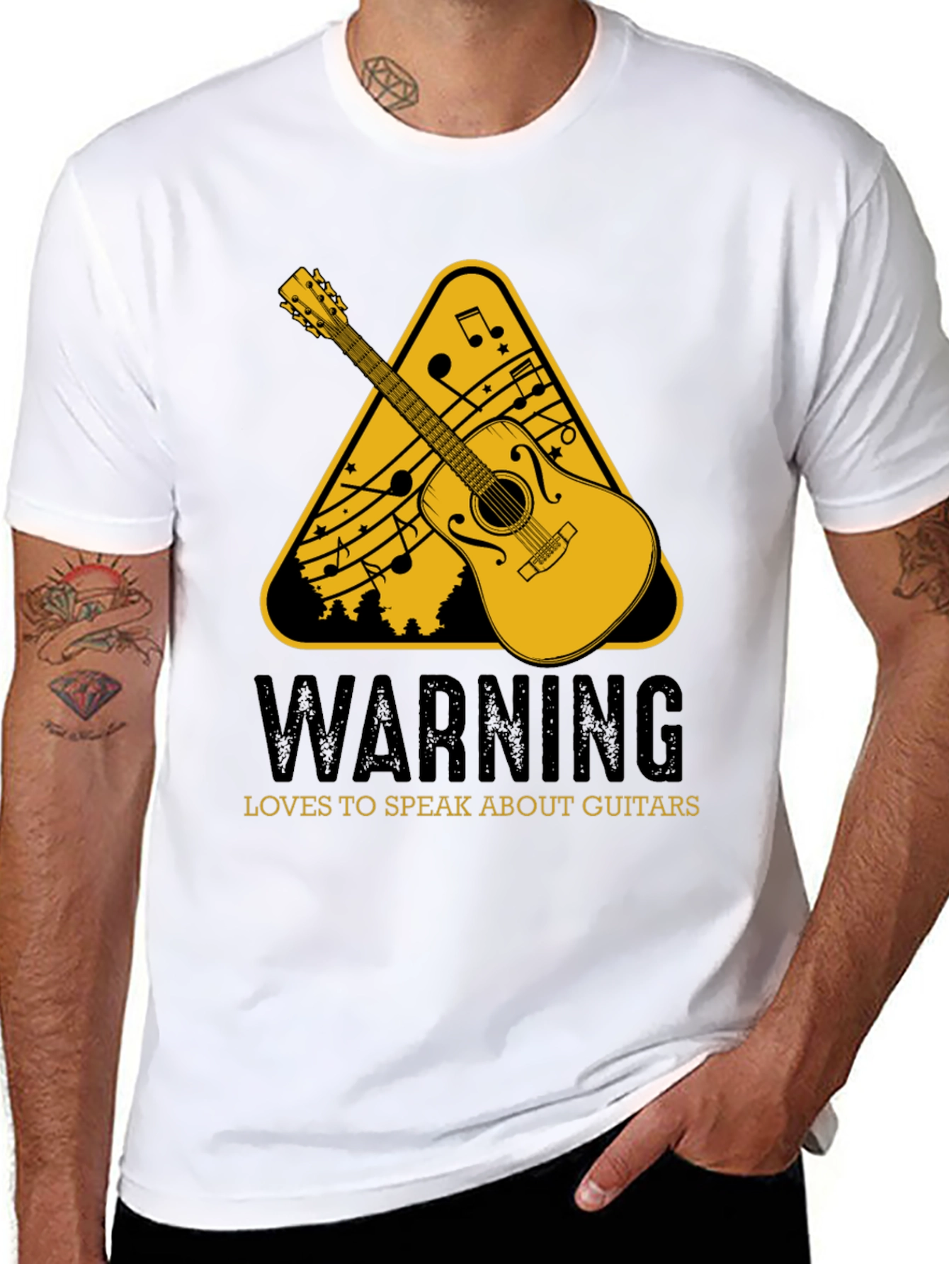 Black Guitar Lover's Warning T-Shirt view 8