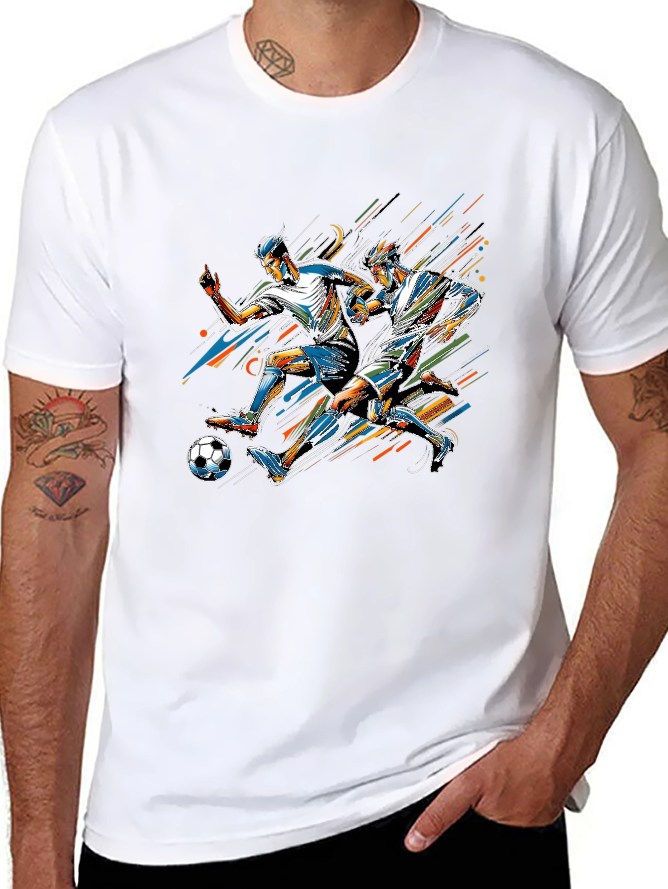 Black Soccer Player Graphic Print Black T-Shirt view 8