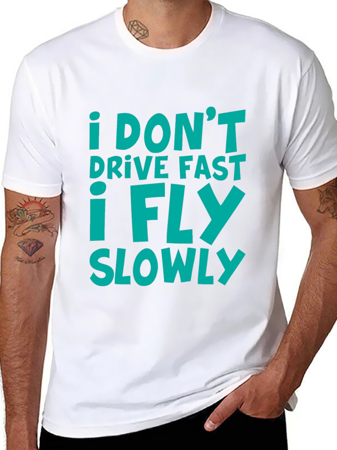 Black I Don't Drive Fast I Fly Slowly T-Shirt view 8