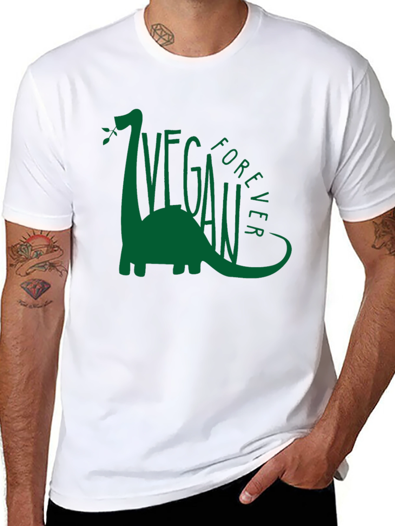 Black Vegan Forever Dinosaur Graphic Tee view 8