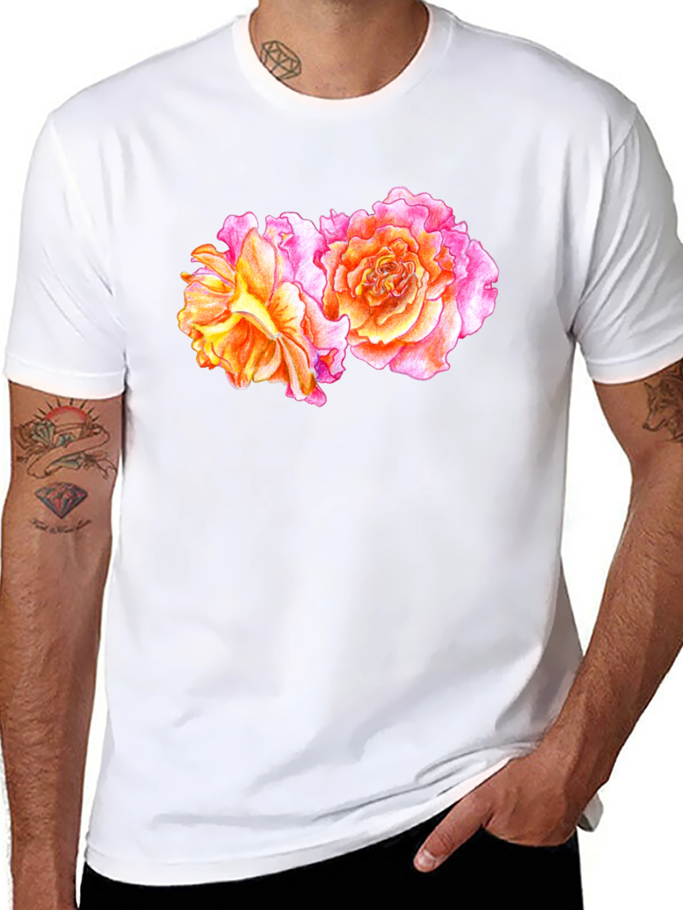 Black Floral Rose T-Shirt - Black view 8
